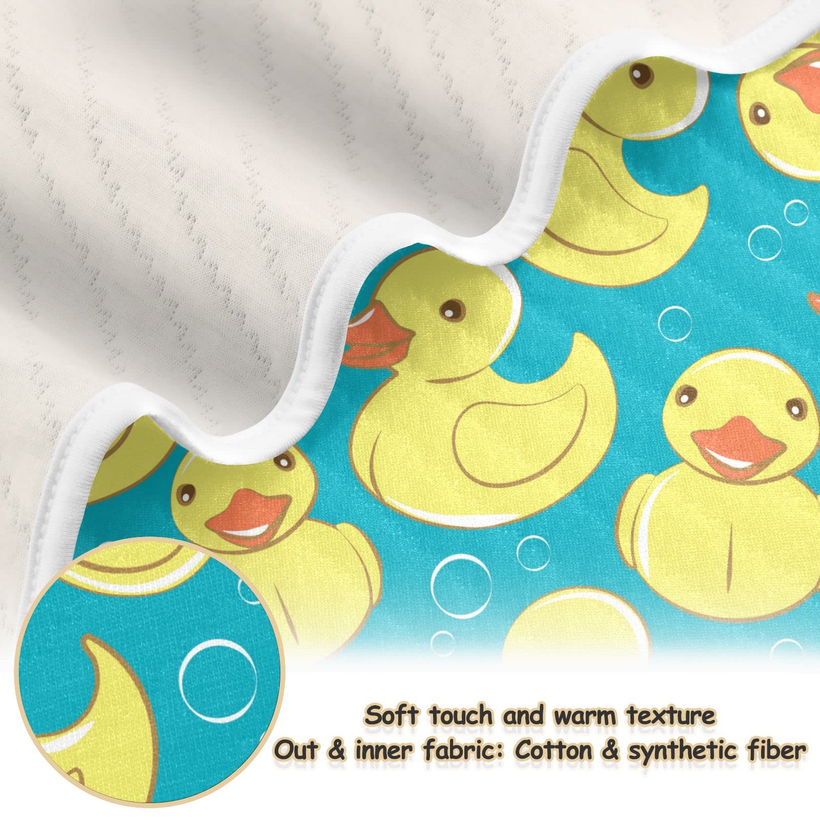 DOMIKING Yellow Rubber Duck Baby Blanket - Soft Cotton Quilted Crib Blanket for Boys & Girls, Unisex Newborn & Toddler | Perfect for Nursery, Sleep Time & Playtime