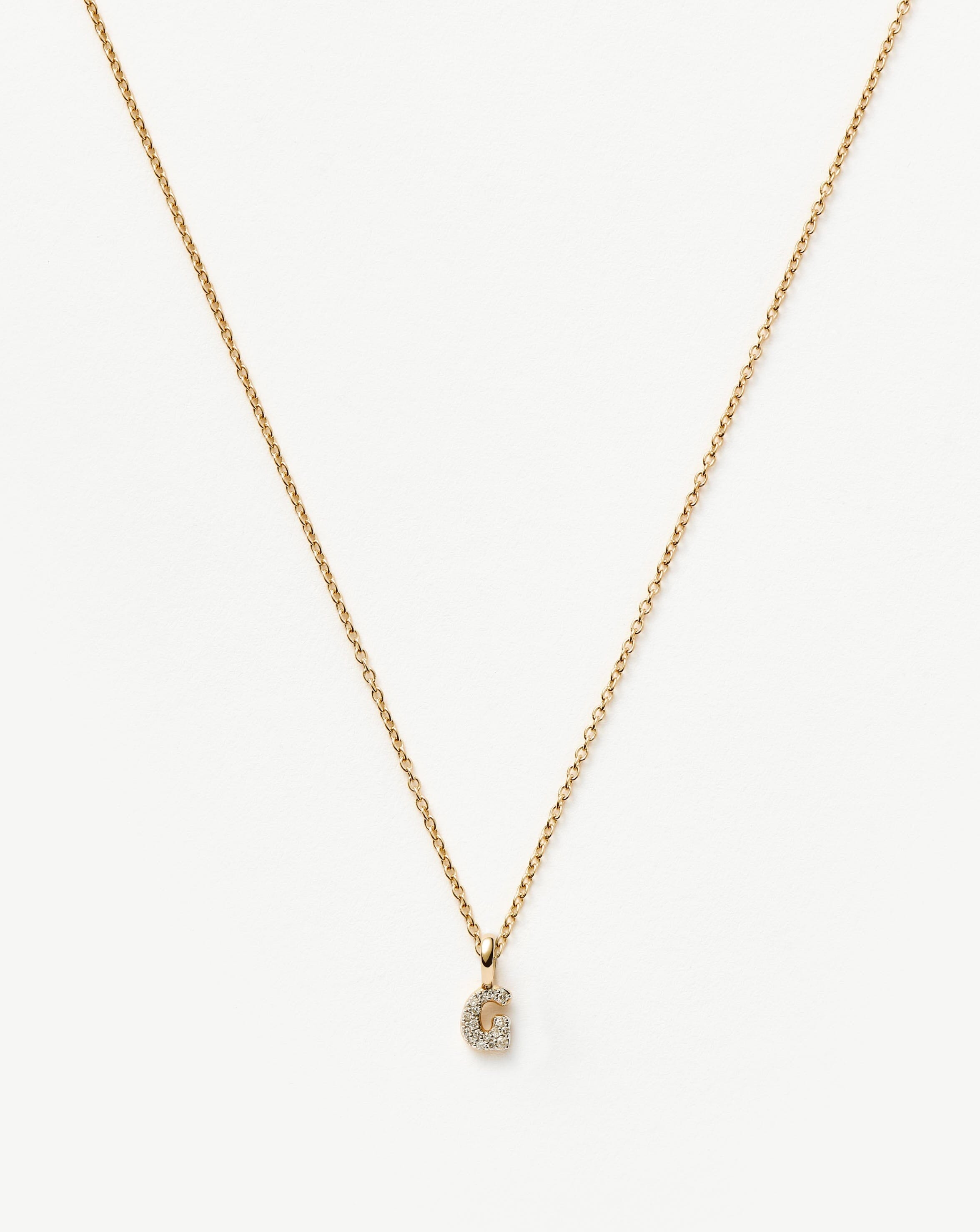 14k Solid Yellow Gold Plated Diamond Initial Mini Pendant Necklace - Letter G | Elegant Personalized Jewelry Gift for Women, Perfect for Birthdays, Anniversaries & Special Occasions