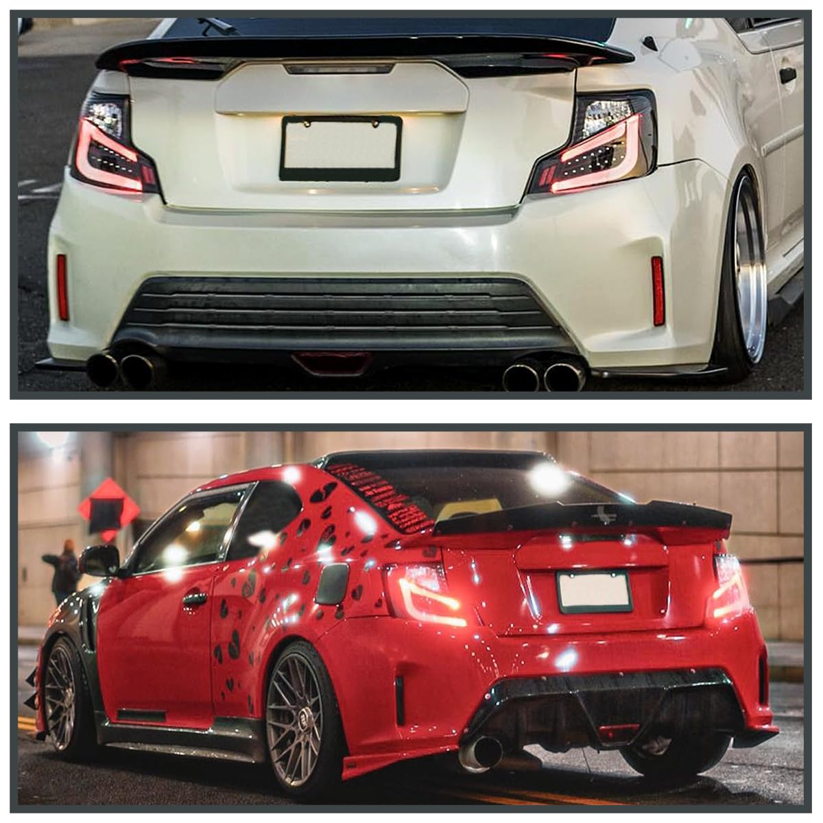 Spec-D Tuning Black LED Tail Lights with White LED Light Bar - Compatible with 2011-2013 Scion tC - Left & Right Pair Assembly - Upgrade Your Car's Style & Nighttime Visibility for Enhanced Safety