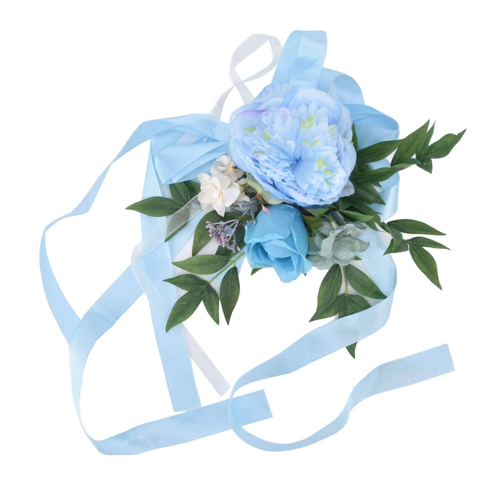 FTVOGUE Scandinavian Hotel Wedding Chair Back Flowers - Light Blue Mori Chair Cover Decoration for Western Wedding, Reception & Events - Elegant Simulation Floral Props for Bridal Showers, Banquets & Party Decor