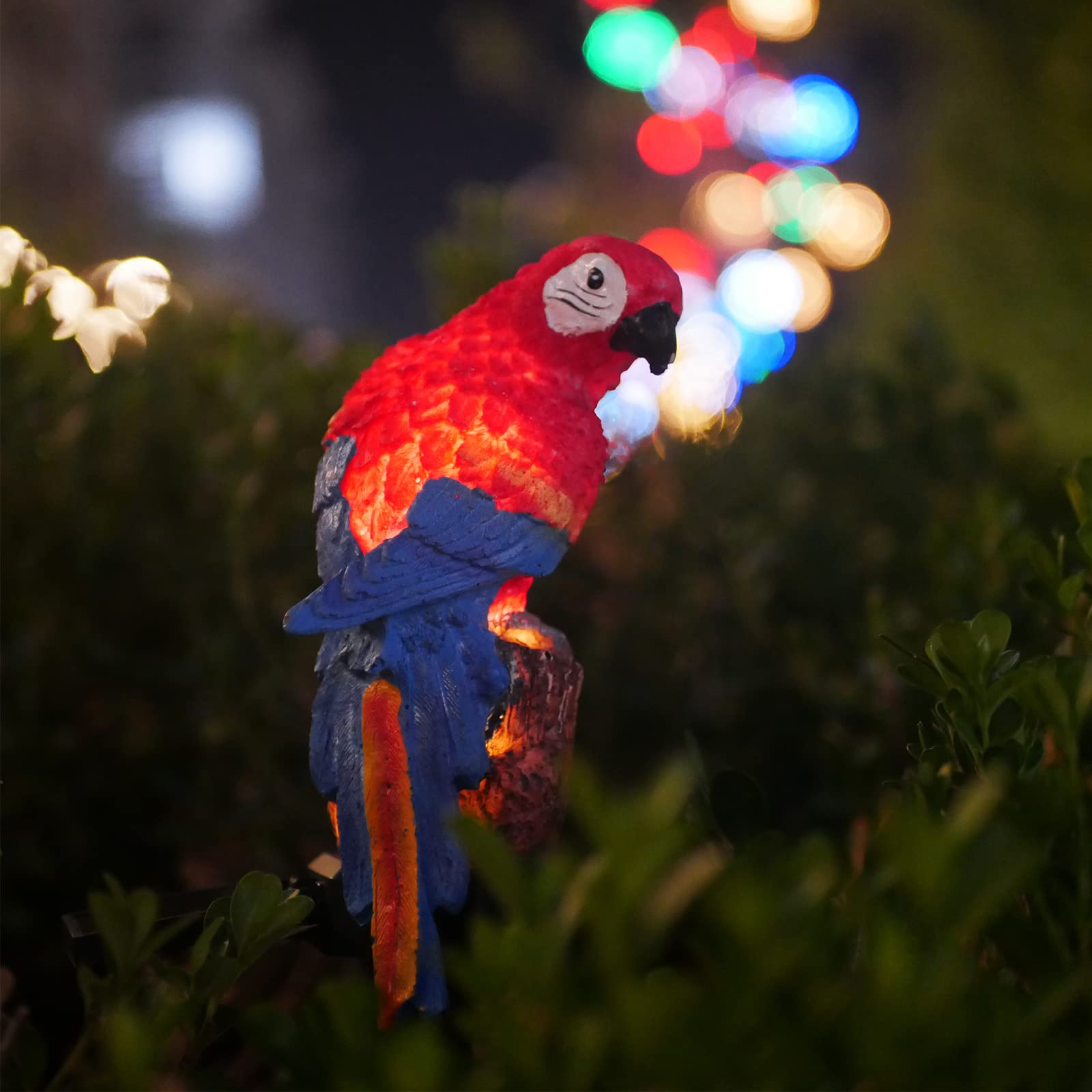 Solar Powered Red Parrot Garden Lights - Waterproof Outdoor Solar Lights for Yard, Lawn, Walkway, Patio & Courtyard Decoration | Cute Animal-Shaped Solar Lights for Garden Decor & Landscape Lighting