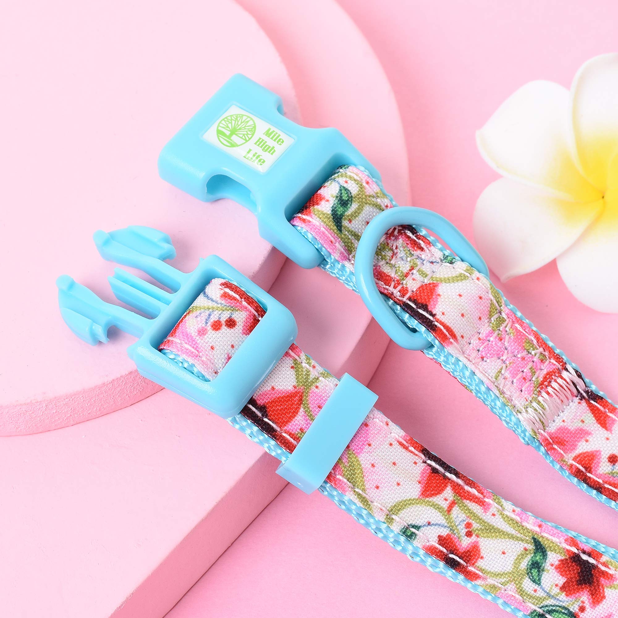 Cute Flower & Fruit Pattern Dog Collar for Medium Dogs - Soft Poly Cotton Fabric, Lightweight & Comfortable - Perfect for Daily Walks, Training & Outdoor Adventures (Lily, Size M)