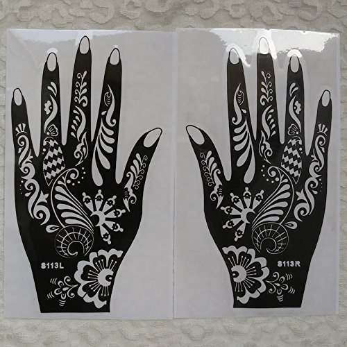 Large Henna Tattoo Stencils for Women - 21x12cm Reusable Body Art Templates (1 Piece) - Perfect for Festivals, Weddings & DIY Temporary Tattoos