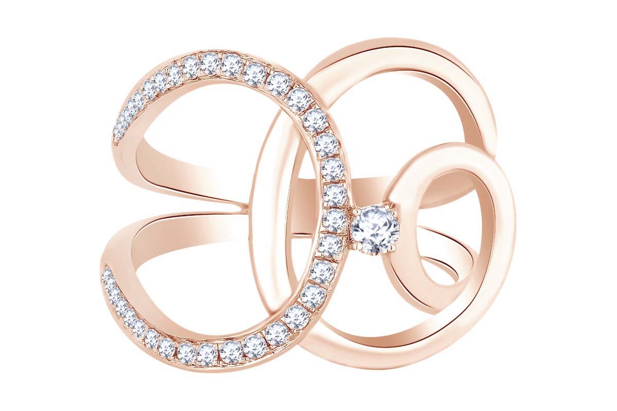 14K Solid Gold Round White Natural Diamond Loop Engagement Ring (0.33 CTTW) - Perfect for Proposals, Anniversaries & Special Occasions