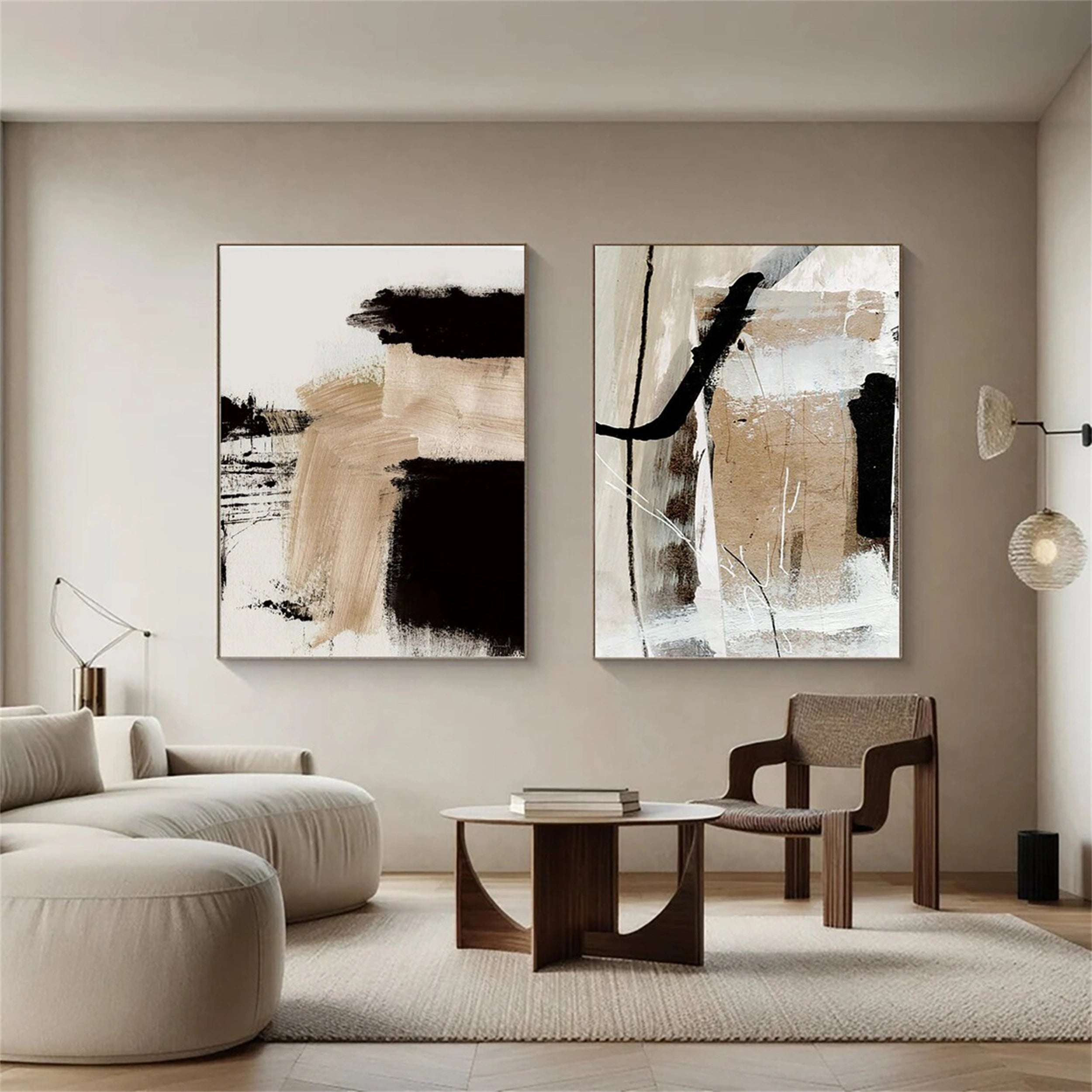 Abstract Painting Set of 2 - Modern Wall Art Decor for Living Room, Bedroom & Office | #AB 098