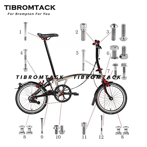 TIBROMTACK Titanium Bolts Kit for Brompton Folding Bike 2018+ Models - Ultra Lightweight 124.8g Rust-Proof Screw Set - Perfect for Bike Upgrades, Maintenance & Weight Reduction
