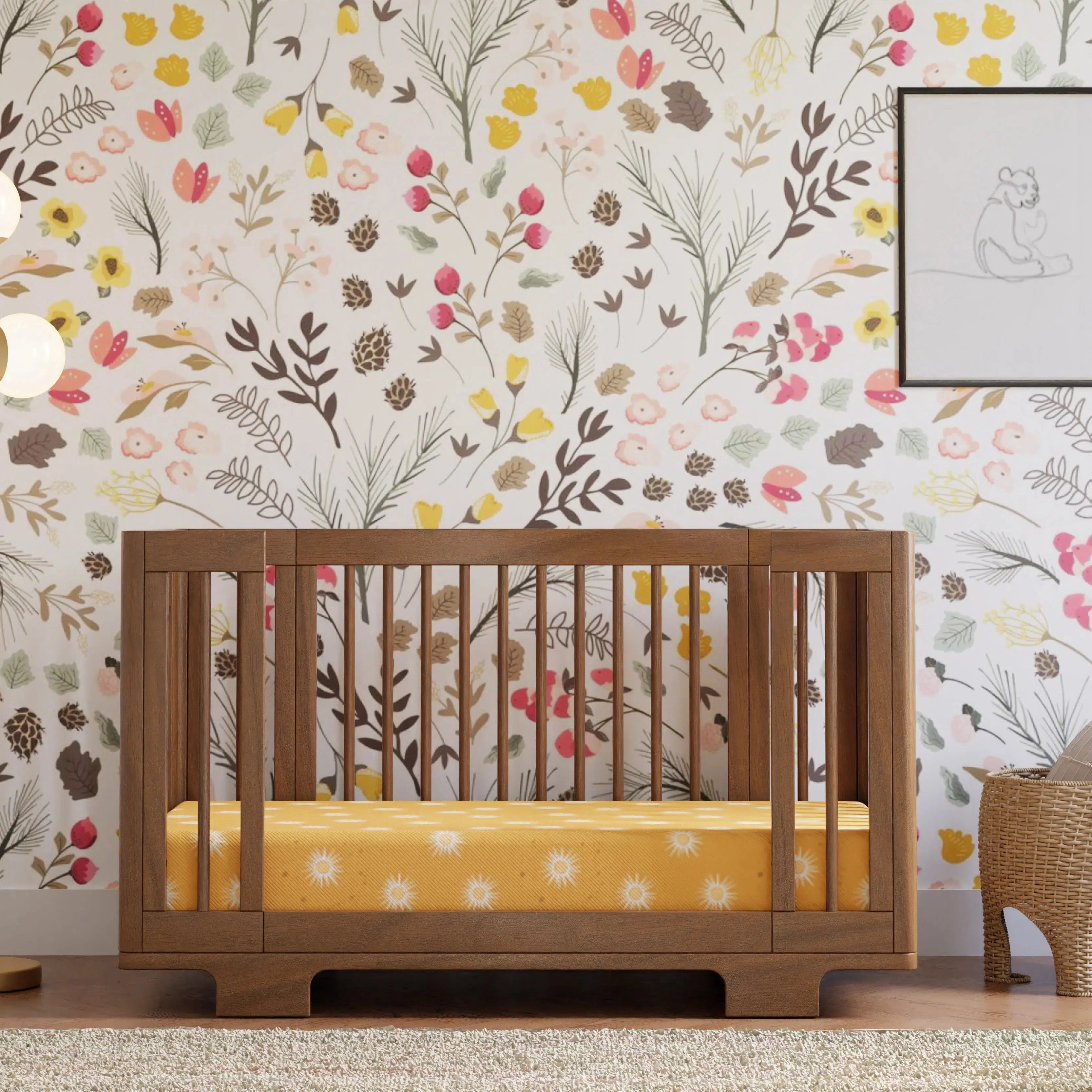 Babyletto Yuzu 8-in-1 Convertible Crib in Natural Walnut - Nursery to Toddler Bed for Safe & Stylish Baby Room Decor