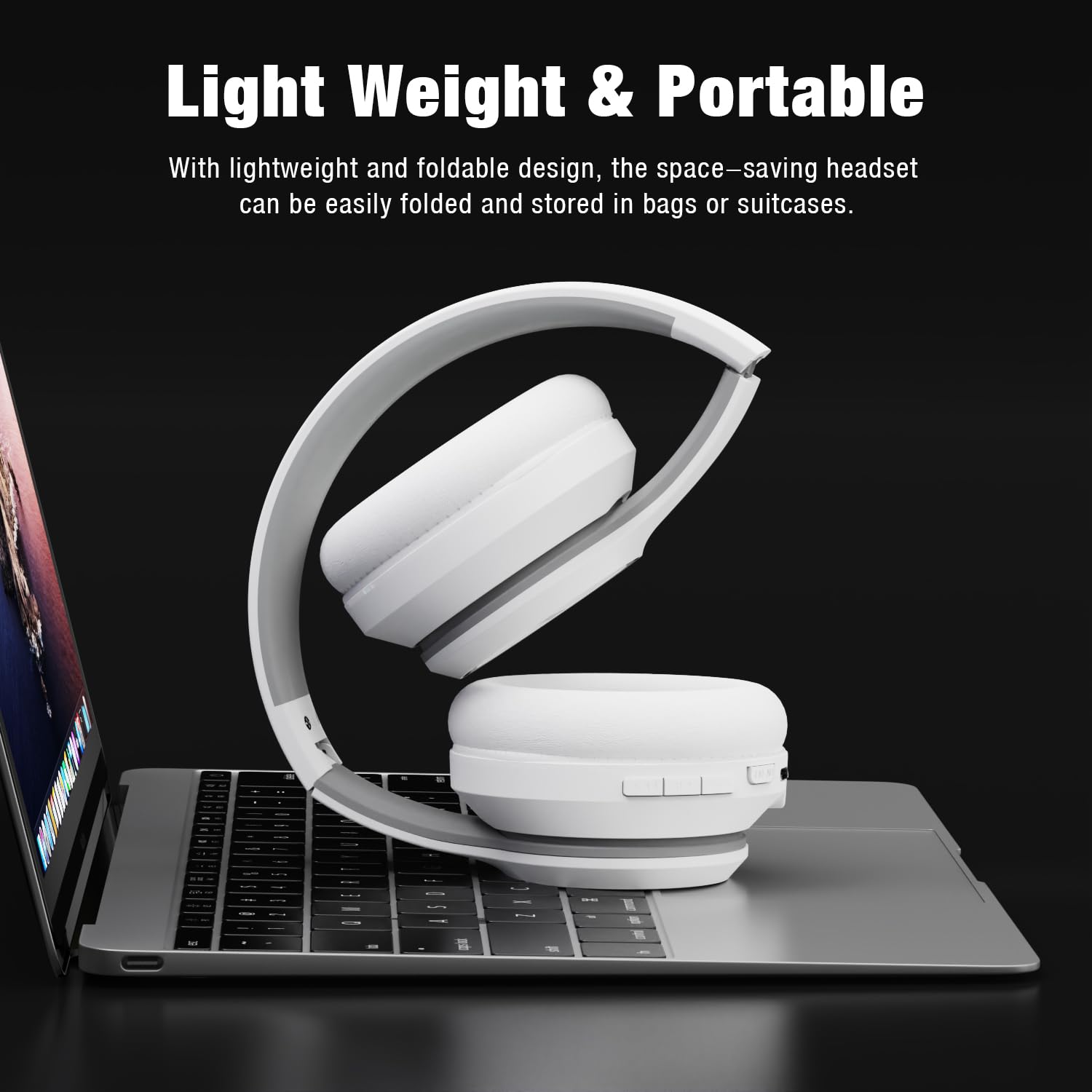 28Hours Playtime Over-Ear Bluetooth Headphones Wireless/Wired with Mic - White & Silver | Type-C Charging for Android, Perfect for Students, Gaming & TV Watching