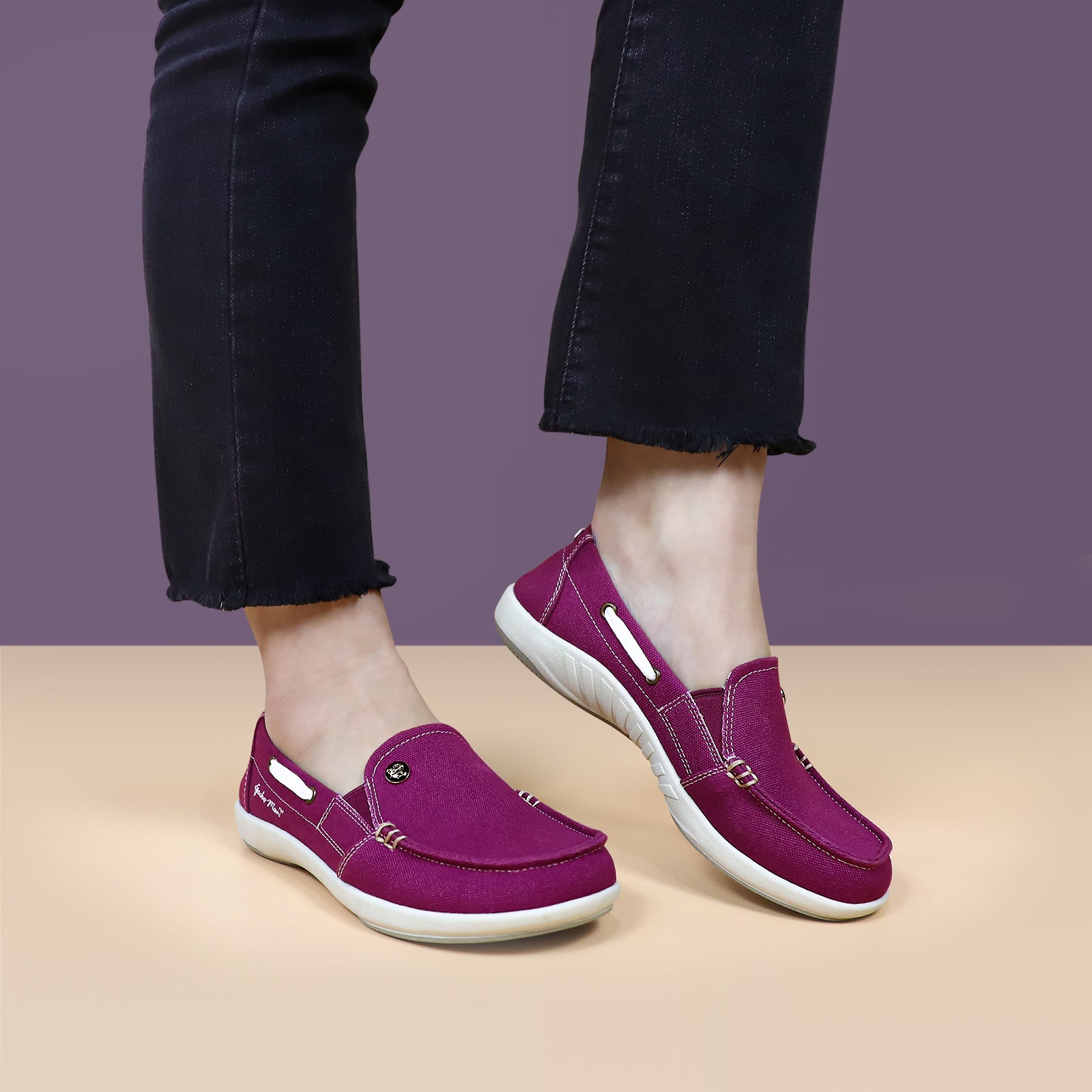 Women's Comfortable Canvas Loafer Shoes - Casual Slip-On Flats for Walking, Work & Travel - Breathable & Lightweight Everyday Shoes