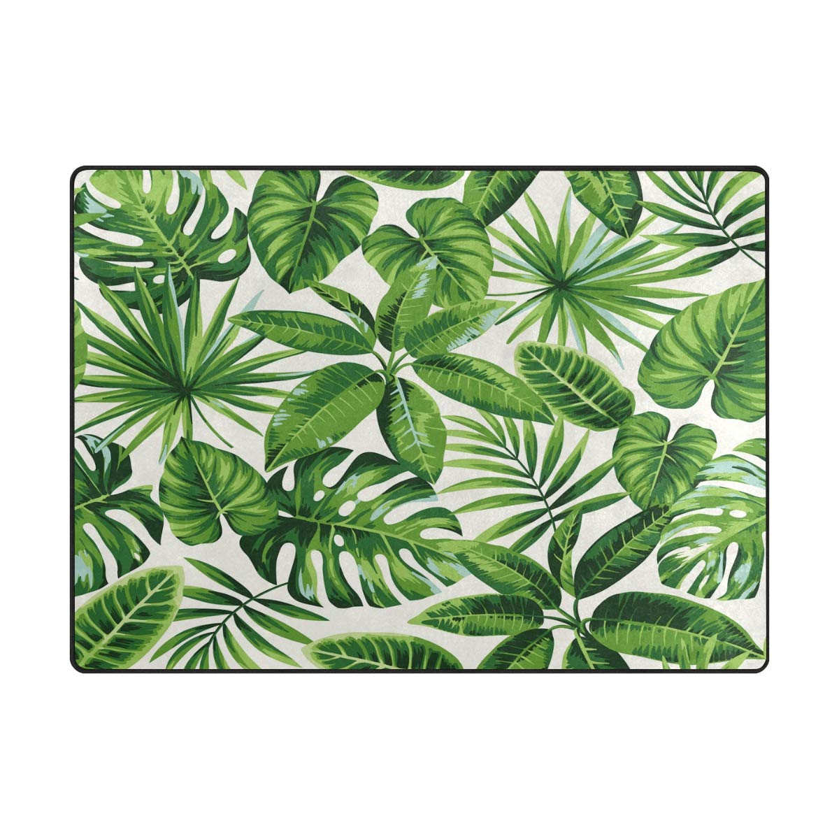 ALAZA Tropical Green Exotic Palm Leaves Area Rug - 7' x 5' Soft Floor Mat for Living Room, Bedroom, Dorm - Boho Home Decor & Nature Inspired Design