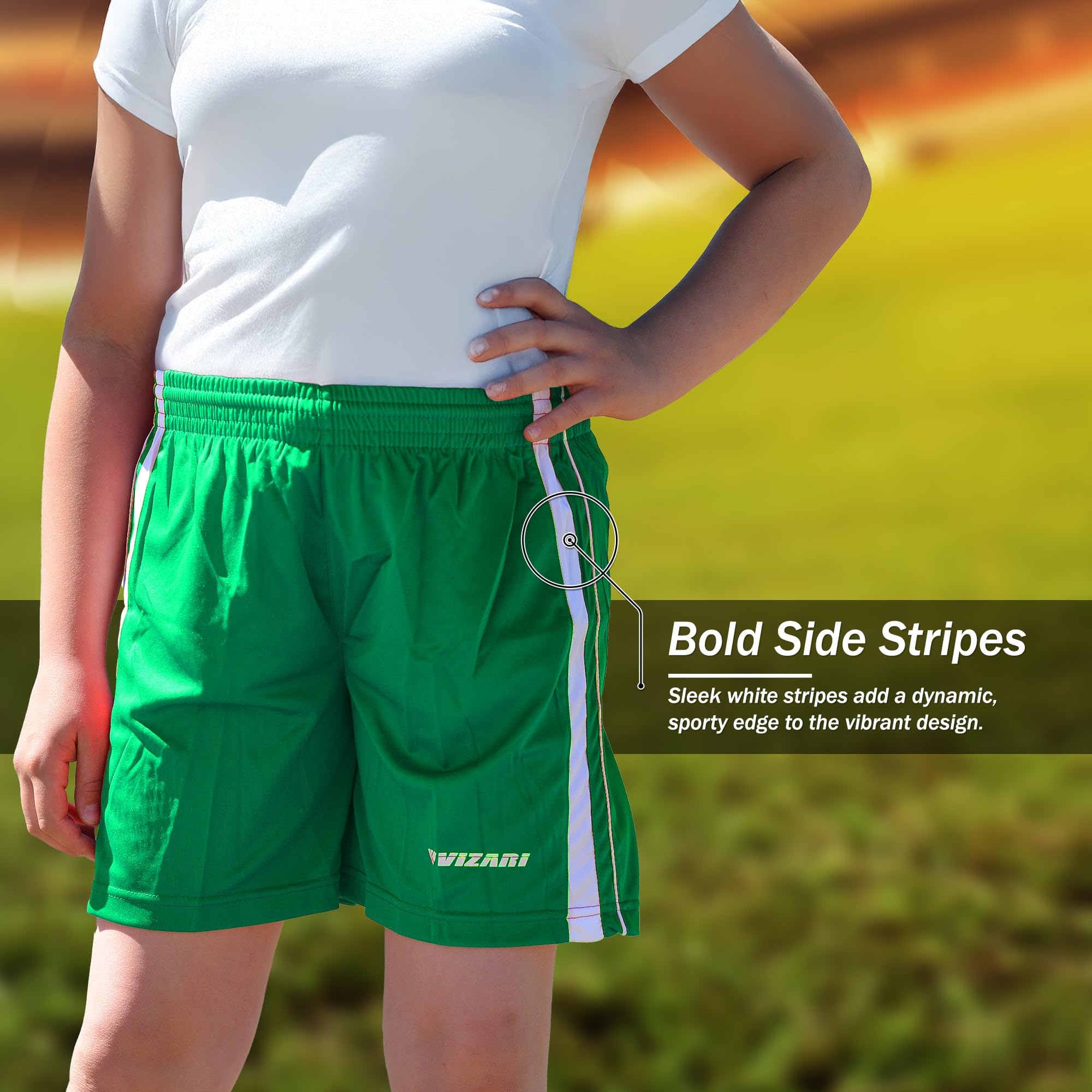 Vizari Men's & Women's Athletic Shorts - Lightweight Breathable Polyester Soccer Shorts for Gym, Running, Workout & Sports | Comfortable Training Shorts for Soccer Players, Athletes & Fitness Enthusiasts