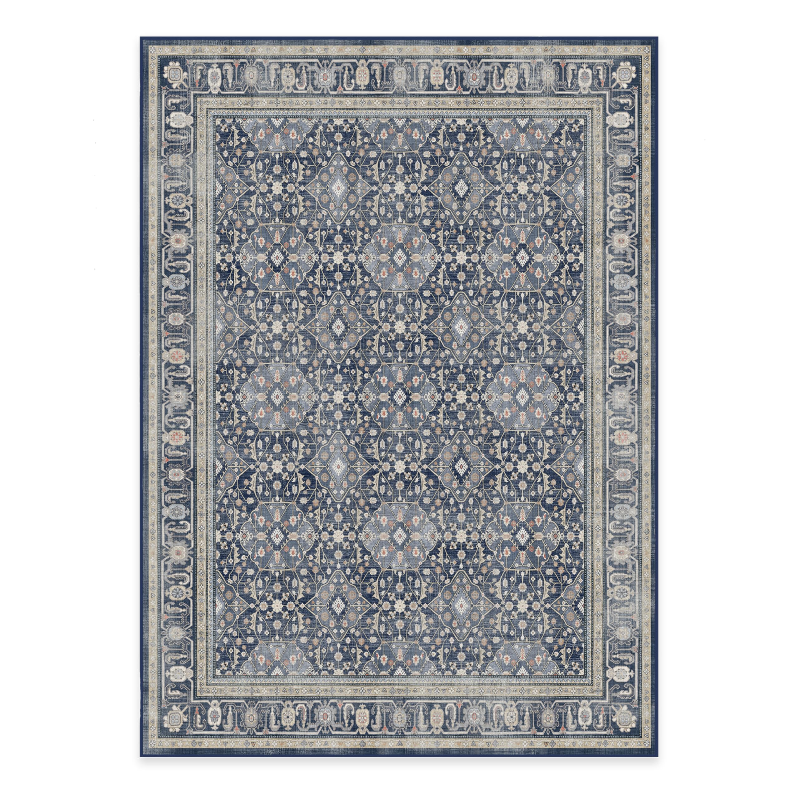 Washable 5x7 Area Rug by Ruggable - Alessia Dusk Blue, Non-Slip Gripper Pad, Premium Living Room, Bedroom & Kitchen Rug for Home & Office Use | Perfect for High-Traffic Areas & Pet-Friendly Spaces