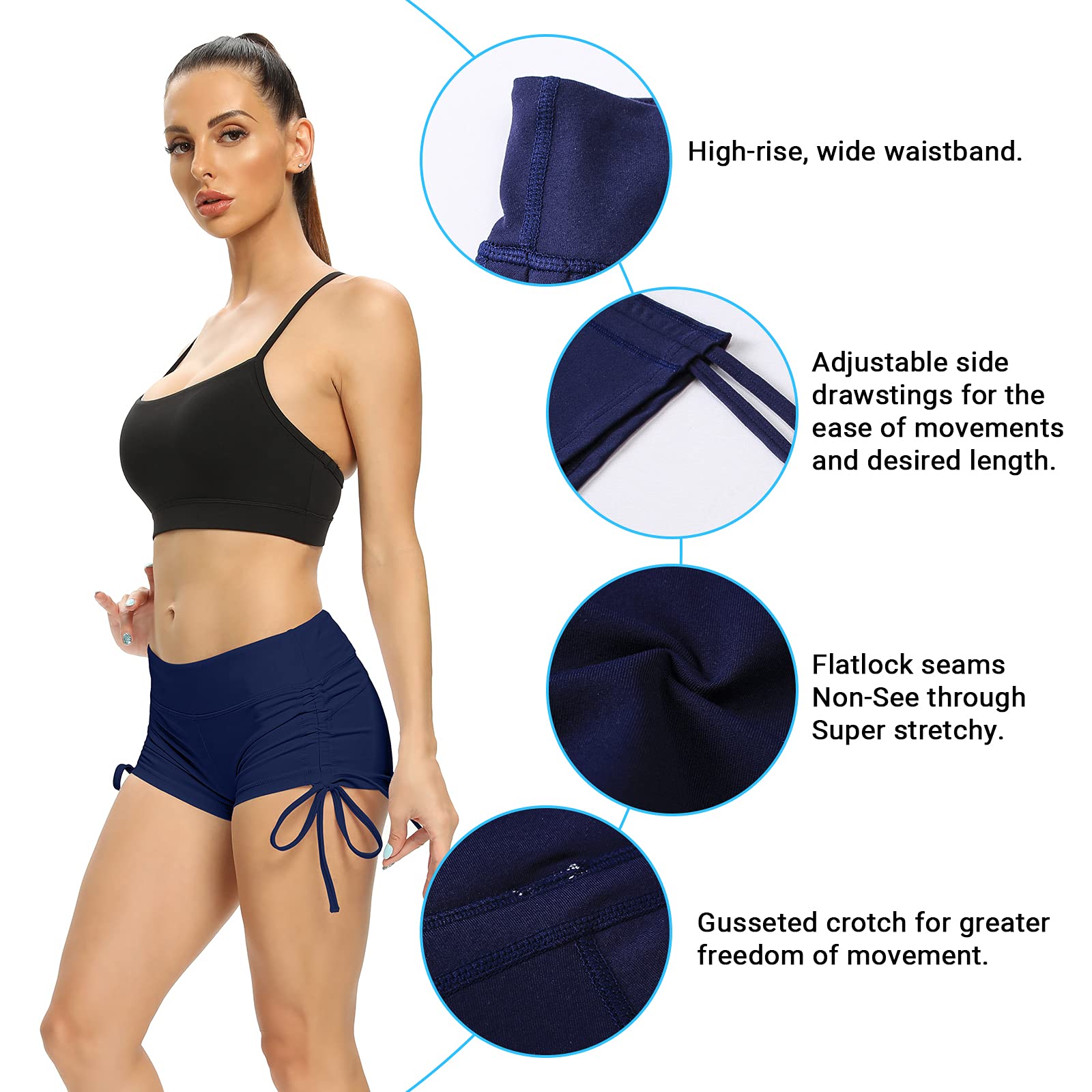 TYUIO Women's Workout Shorts - High Waist Yoga Gym Running Biker Athletic Short Pants for Fitness & Lounge | Perfect for Yoga, Running, Gym & Casual Wear