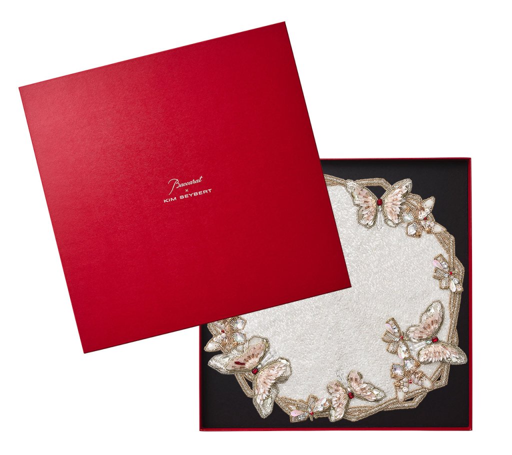 Elegant White & Blush Diamant Butterfly Placemats Set of 2 - Premium Gift Box Included - Perfect for Dining, Weddings & Home Decor