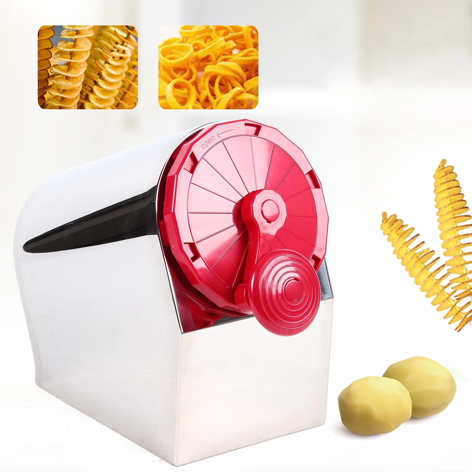 3-in-1 Stainless Steel Tornado Potato Spiral Cutter - Manual Twister for Curly Fries, Vegetable Slicer for Potatoes, Zucchini & Carrots | Perfect for Home Cooking, Party Snacks & Restaurant Food Prep
