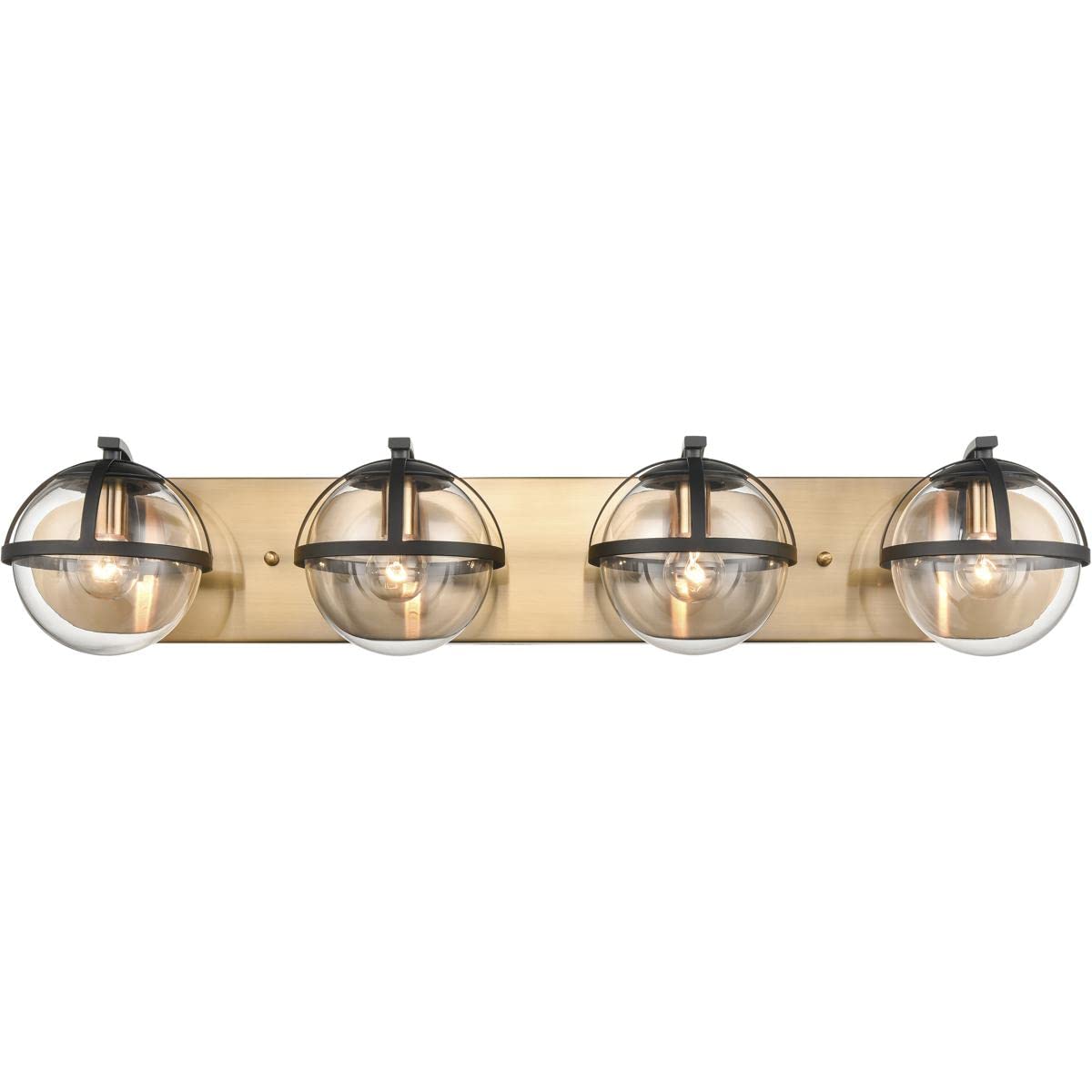 Elk Home Davenay 4-Light Vanity Bathroom Light Fixture - Satin Brass Finish with Clear Glass Shades, Transitional Style for Bedroom, Bathroom & Dressing Room Lighting