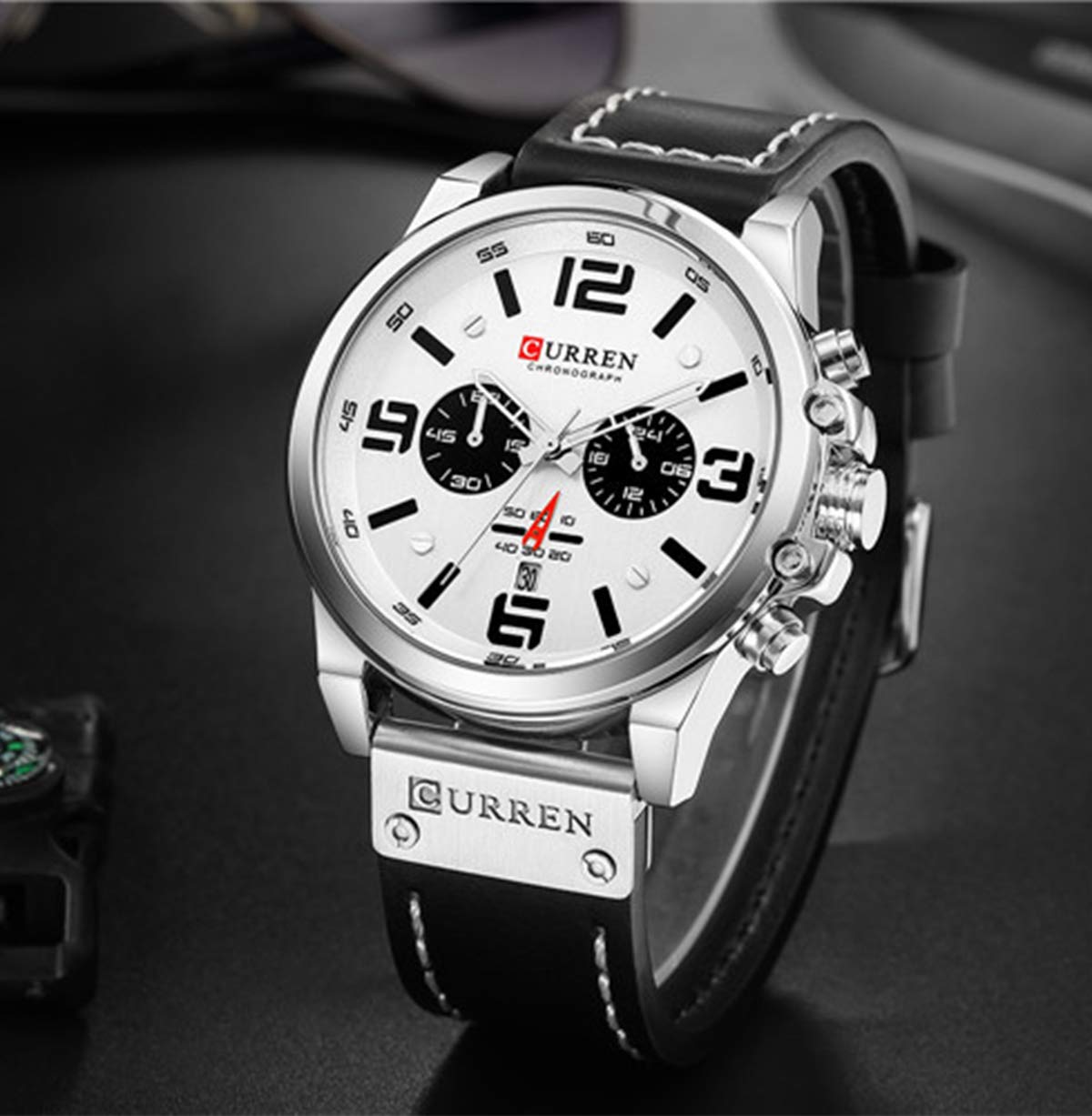 Men's Chronograph Sport Watch - Brown Leather Strap Quartz Watch for Business & Casual Wear | Waterproof Wristwatch for Office, Dating & Outdoor Activities