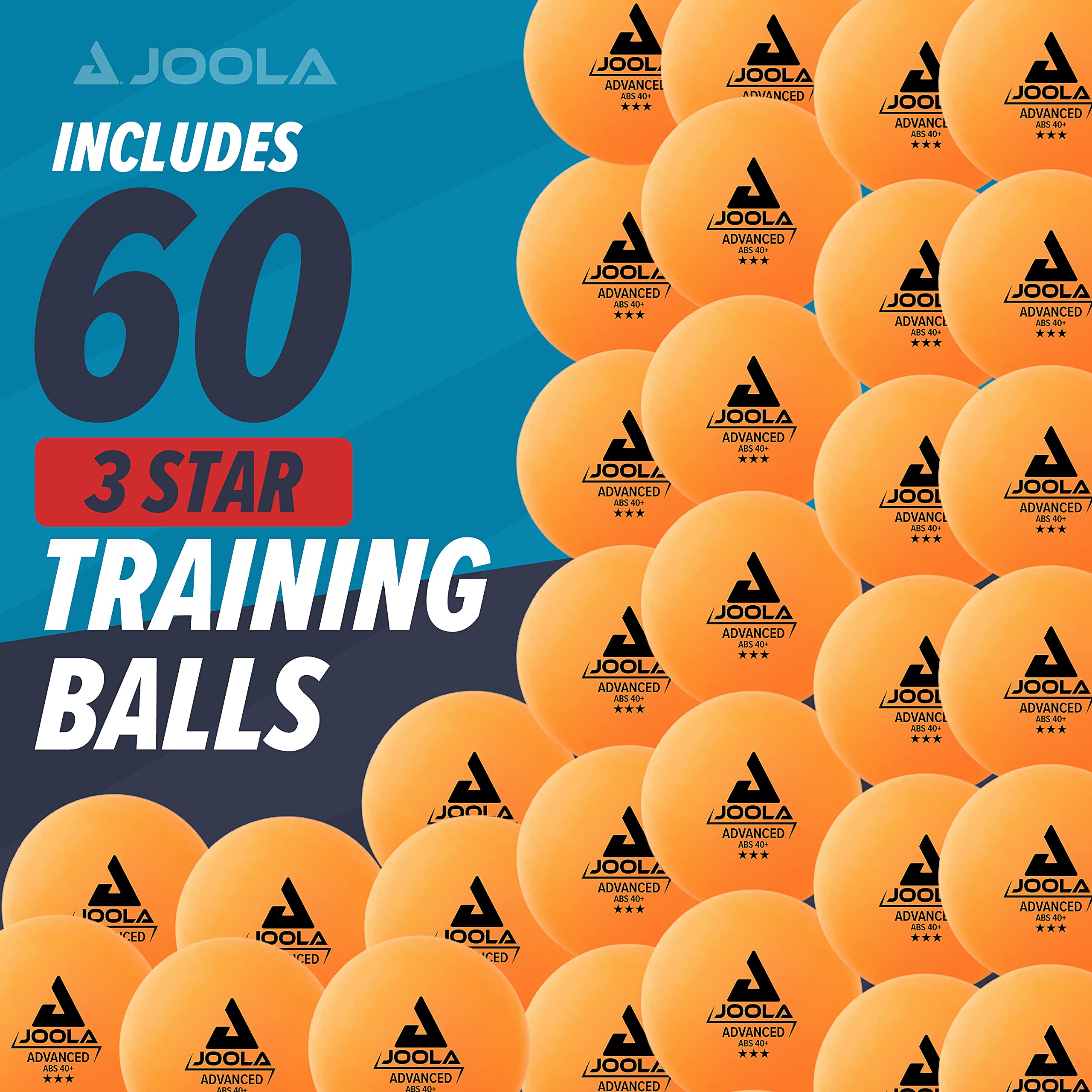 JOOLA Training 3 Star Table Tennis Balls 12/60/120 Pack - 40+mm Professional Ping Pong Balls for Competition, Practice & Recreation | Perfect for Home, Club & Outdoor Play | Great as Cat Toys & Party Games