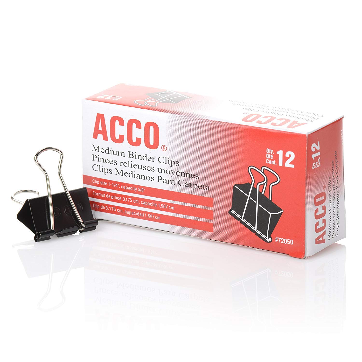 ACCO Medium Binder Clips - 120 Pack (12 Clips per Box, 10 Boxes) for Office, School & Home Organization | Heavy Duty Paper Clips for Documents, Files & Bulletin Boards (Model 72050)