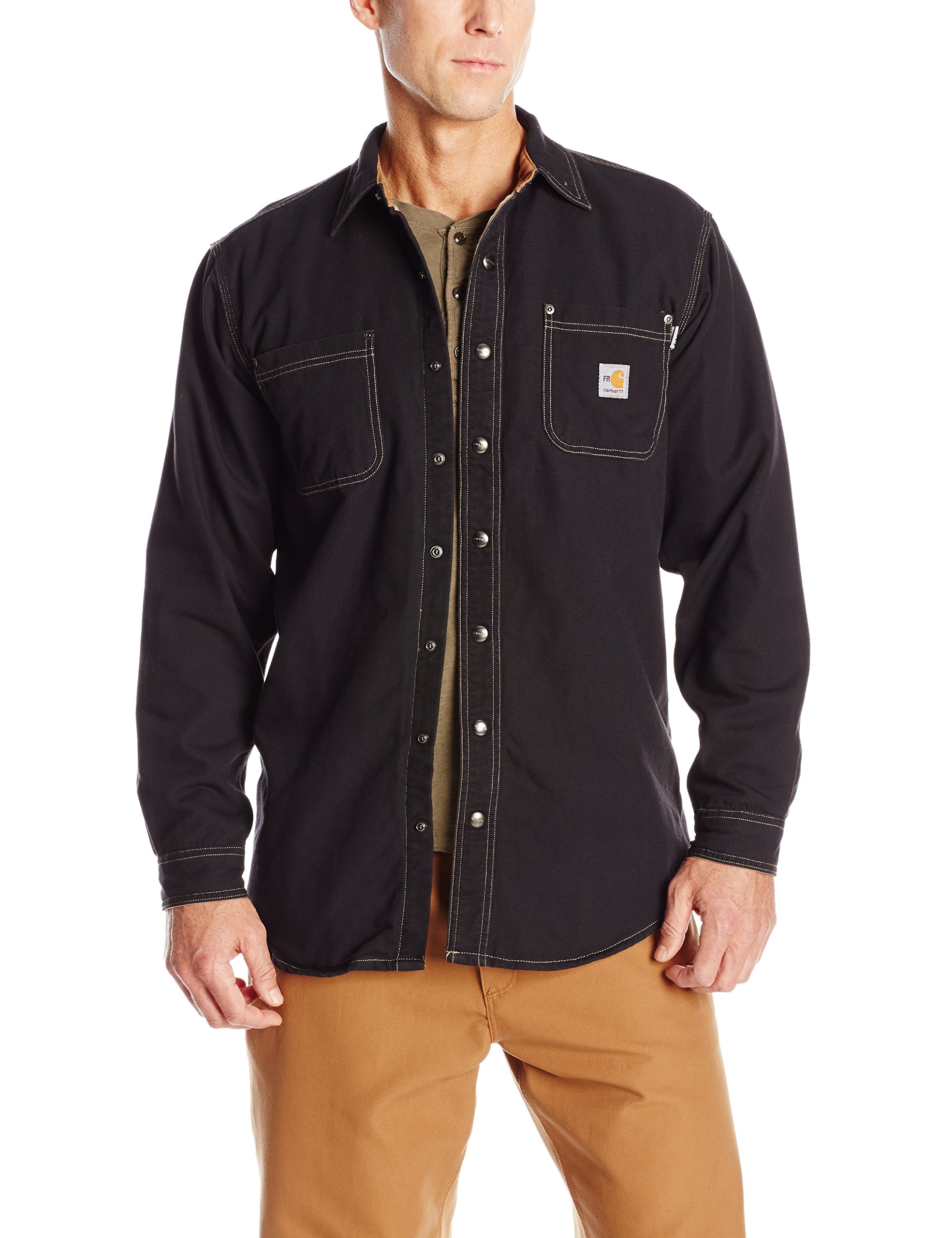 Carhartt Men's Flame Resistant Canvas Shirt Jacket - Durable Workwear for Construction, Welding & Outdoor Jobs