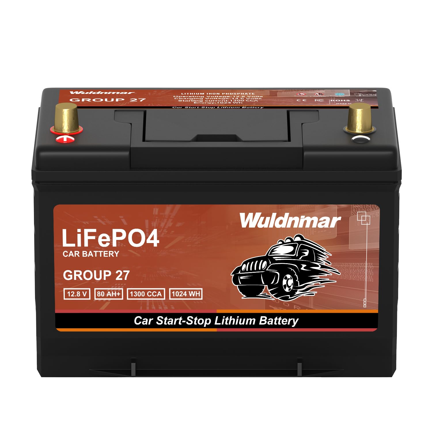 GROUP27 12V 70AH LiFePO4 Lithium Battery - High Performance Deep Cycle Battery for Cars, RVs & Marine - 1100CCA, 60 Month Warranty | Perfect for Off-Grid Power, Solar Systems & Emergency Backup