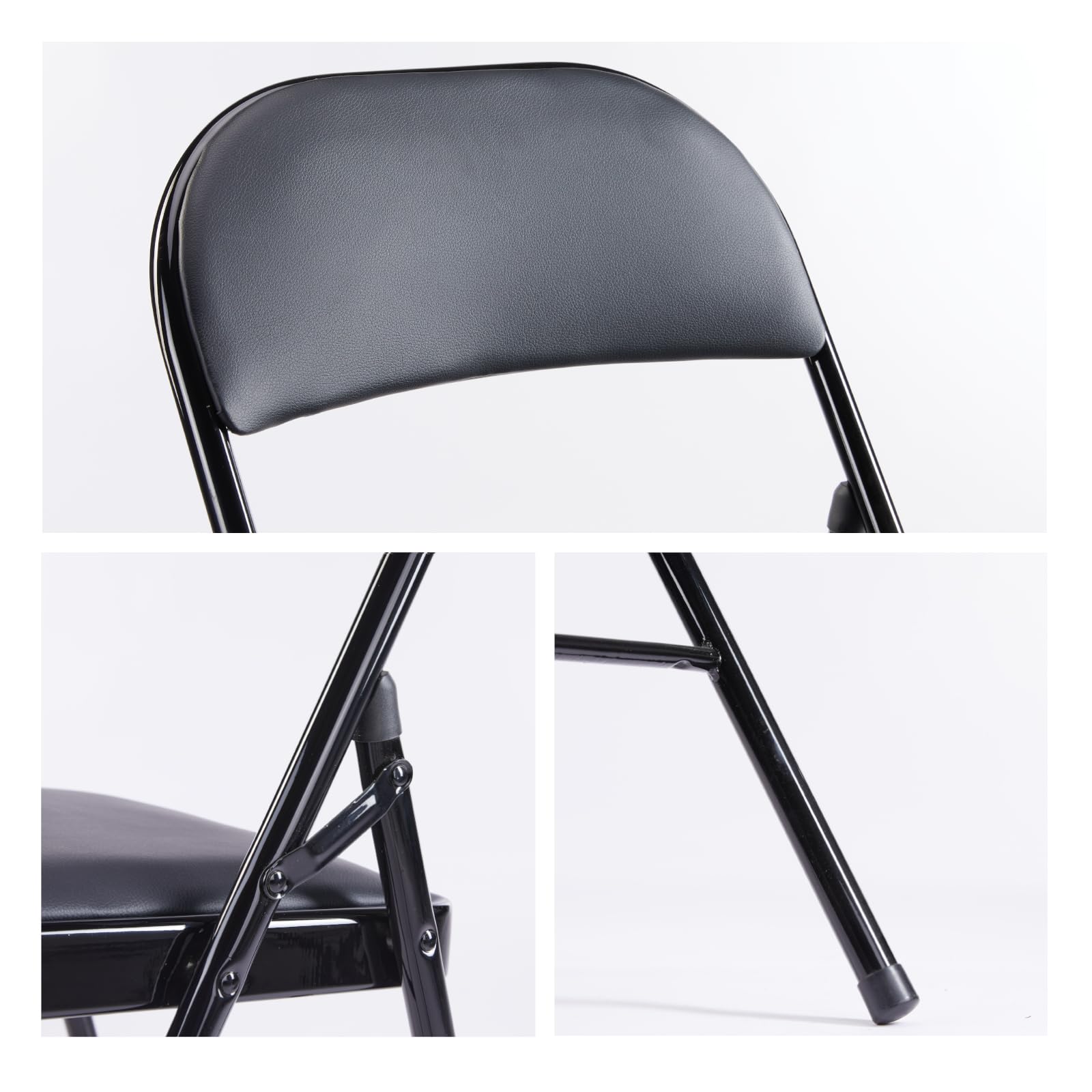 NEWBULIG 6-Pack Folding Chairs for Outdoor & Indoor Use - Portable, Lightweight, Comfortable Event Chairs in Black - Perfect for Camping, Picnics, BBQs, Parties, and Home Gatherings