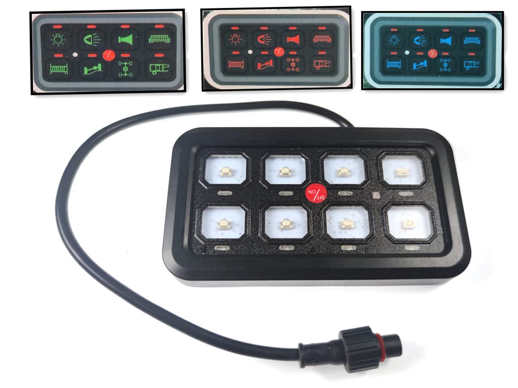 8 Gang Universal Switch Panel GA80 - Circuit Control Relay for Car, Truck, Pickup, Boat & UTV - Dimmable LED Touch Control Panel with Automatic On/Off Function (Green System) - Perfect for Off-Roading, Marine & RV Electrical Systems
