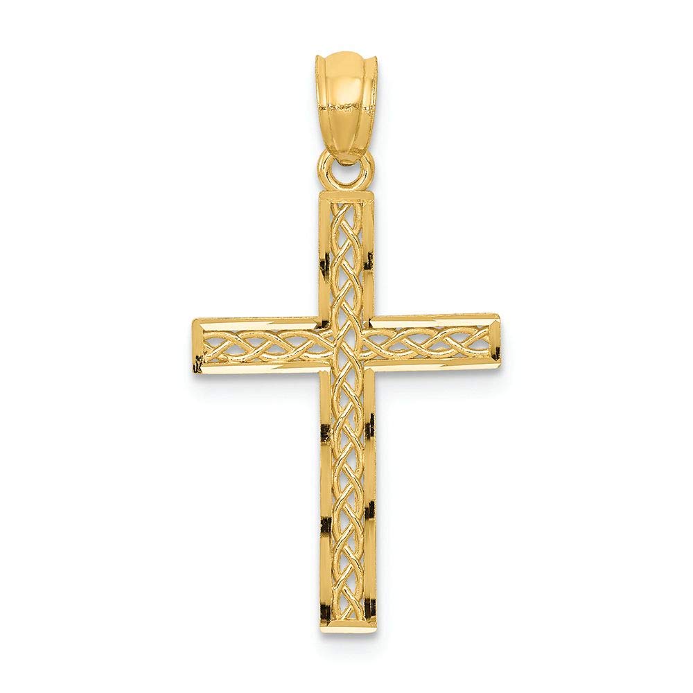 FJC Finejewelers 14k Yellow Gold Filigree Cross Charm Pendant - Elegant Religious Jewelry for Women, Perfect for Gifts, Daily Wear & Special Occasions