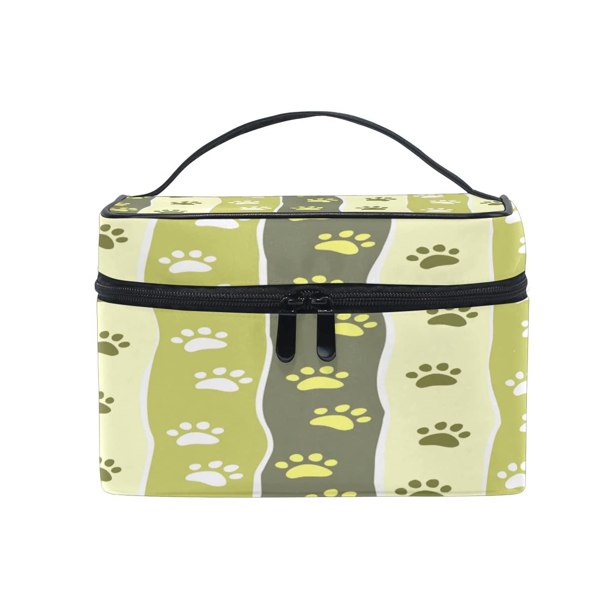 Stylish Animal Dog Paw Stripe Print Travel Cosmetic Bag - Large Makeup Organizer with Zipper, Portable Toiletry Storage Case for Women & Girls | Perfect for Travel, Gym, and Daily Beauty Essentials