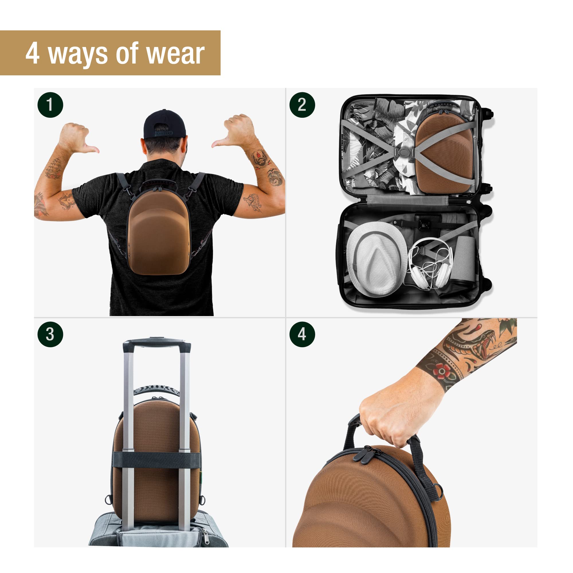 NATIQ Baseball Cap Travel Case - Waterproof Hat Organizer for 5-6 Caps with Adjustable Shoulder Strap & Top Handle - Durable Men's Hat Storage for Travel, Sports, and Outdoor Adventures - Perfect for Camping, Hiking, and Road Trips - Ethnic Design