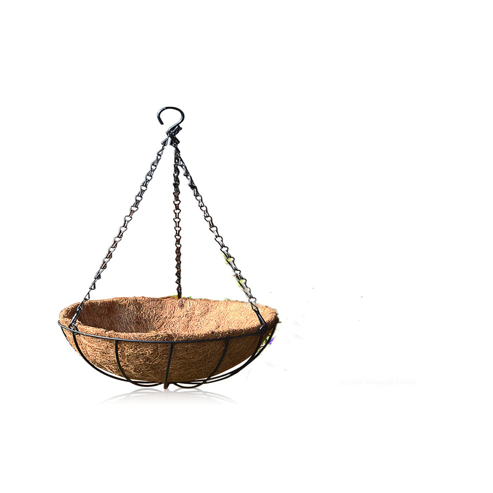 20/26/31CM Hanging Coconut Fiber Basket Liners - Flower Pot Planters with Iron Chain Hook - Rustic Garden Decor for Indoor/Outdoor Plants (31cm) - Perfect for Balconies, Patios, and Vertical Gardens