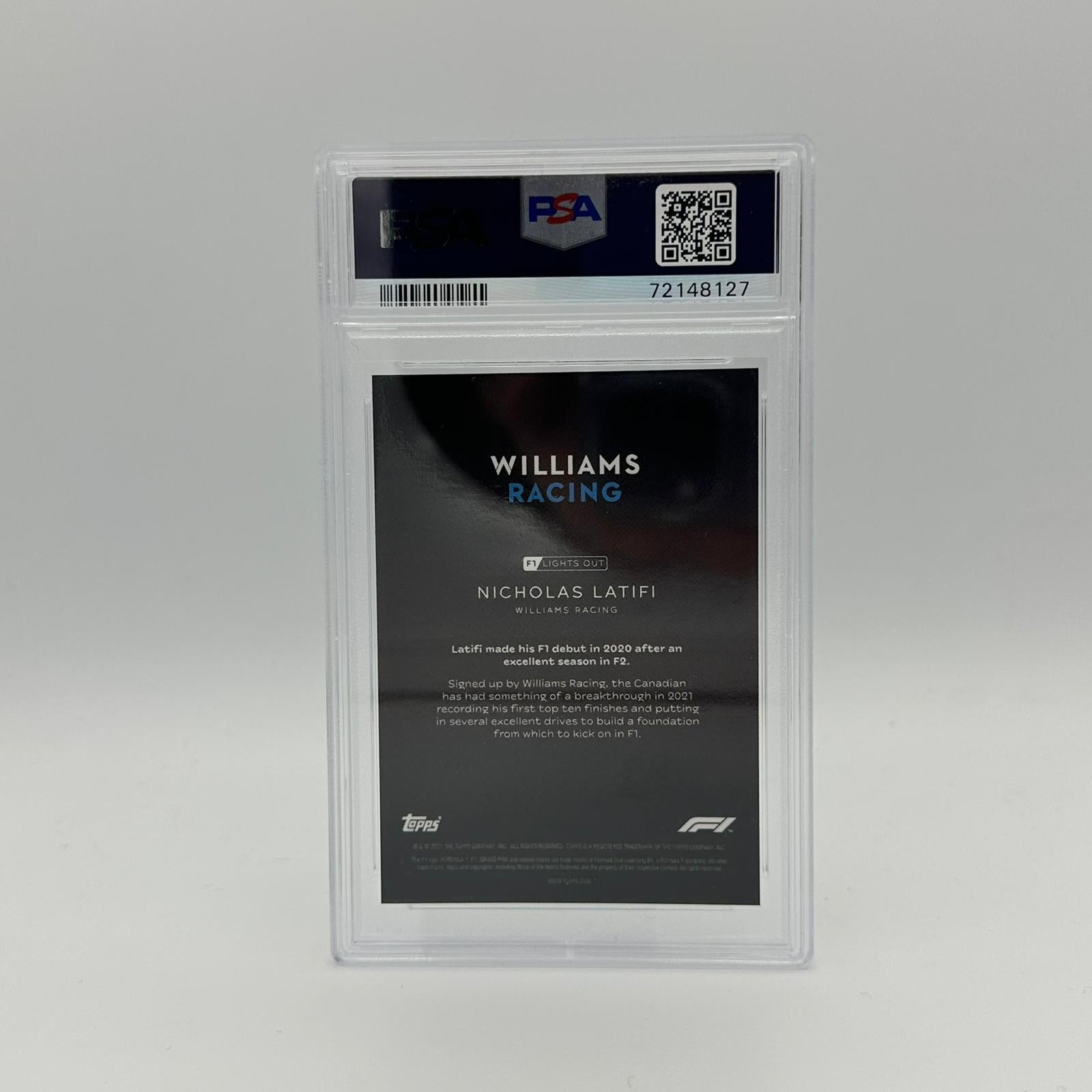 PSA 8 Graded 72/99 Nicholas Latifi F1 Racing Card - Blue Parallel - Perfect for Collectors & F1 Fans