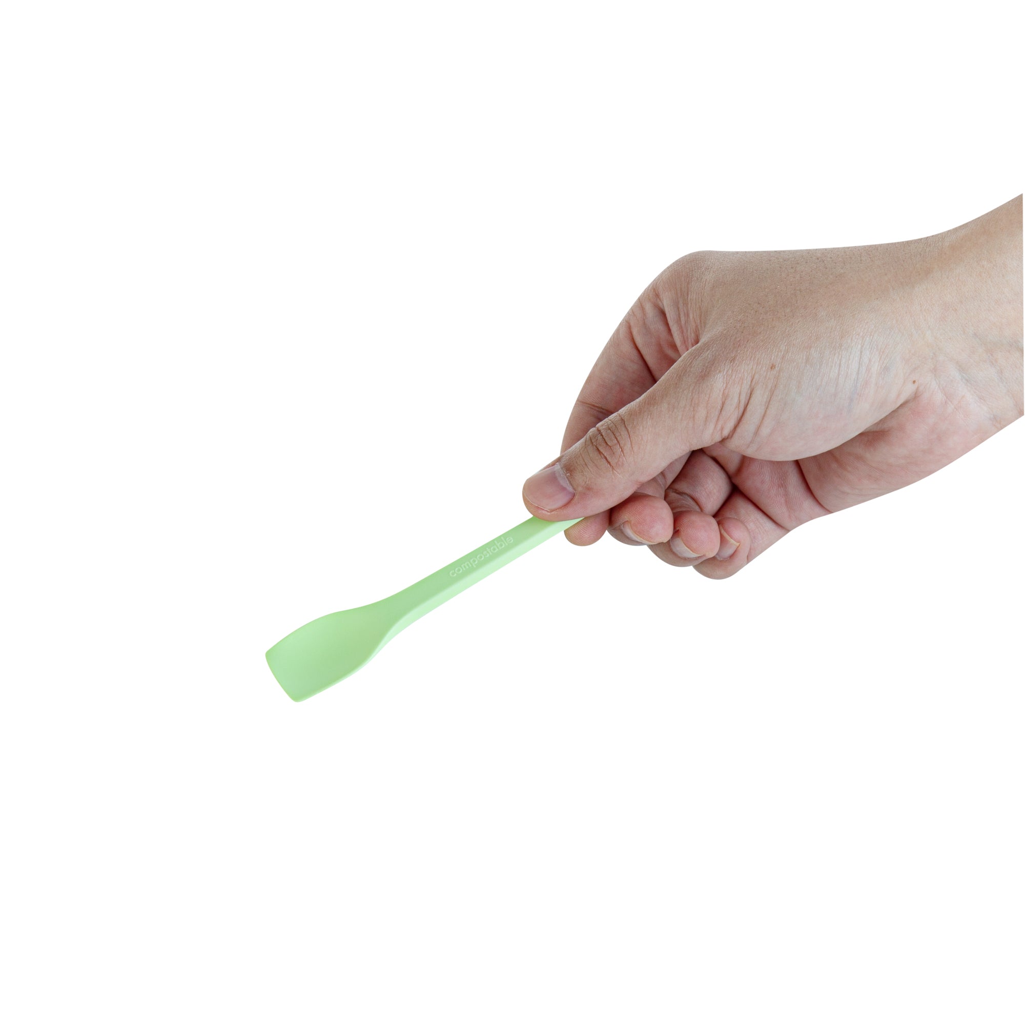 Eco-Friendly Green CPLA Plastic Ice Cream Spoons - Heat Resistant, Compostable, 100-Pack (4 Boxes) | Perfect for Parties, Desserts & Sustainable Dining