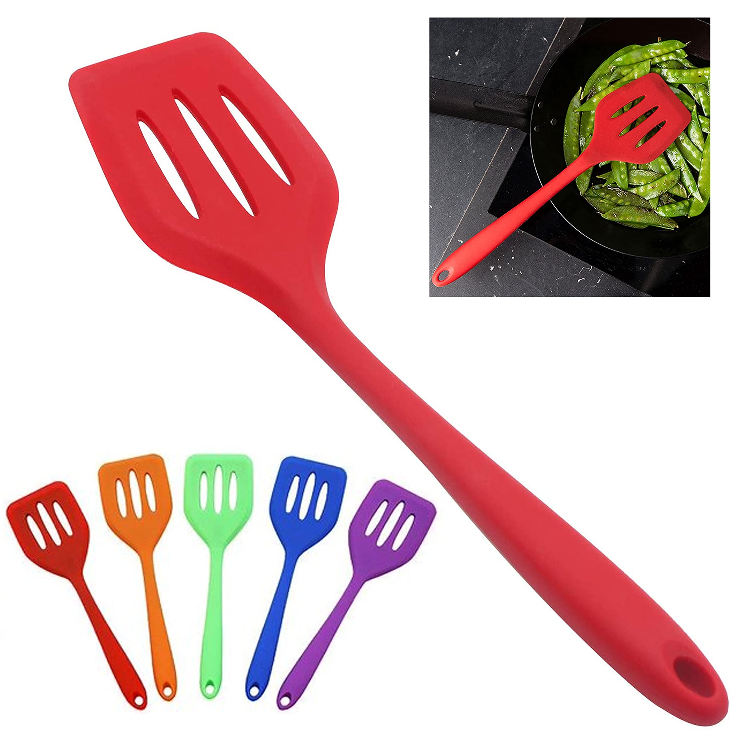 4-Piece Silicone Kitchen Spatula Set - Heat-Resistant, Non-Stick Turner for Pancakes, Eggs & Cooking - Perfect for Flipping, Serving & Baking (Ideal for Home Chefs & Professional Kitchens)