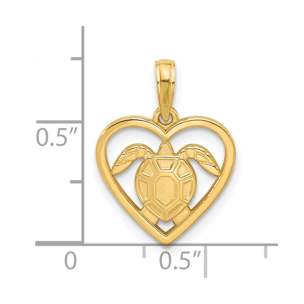 Gold Polished Turtle Love Heart Pendant Necklace - Elegant Jewelry Gift for Women, Girlfriend, Wife - Perfect for Valentine's Day, Anniversary & Romantic Occasions