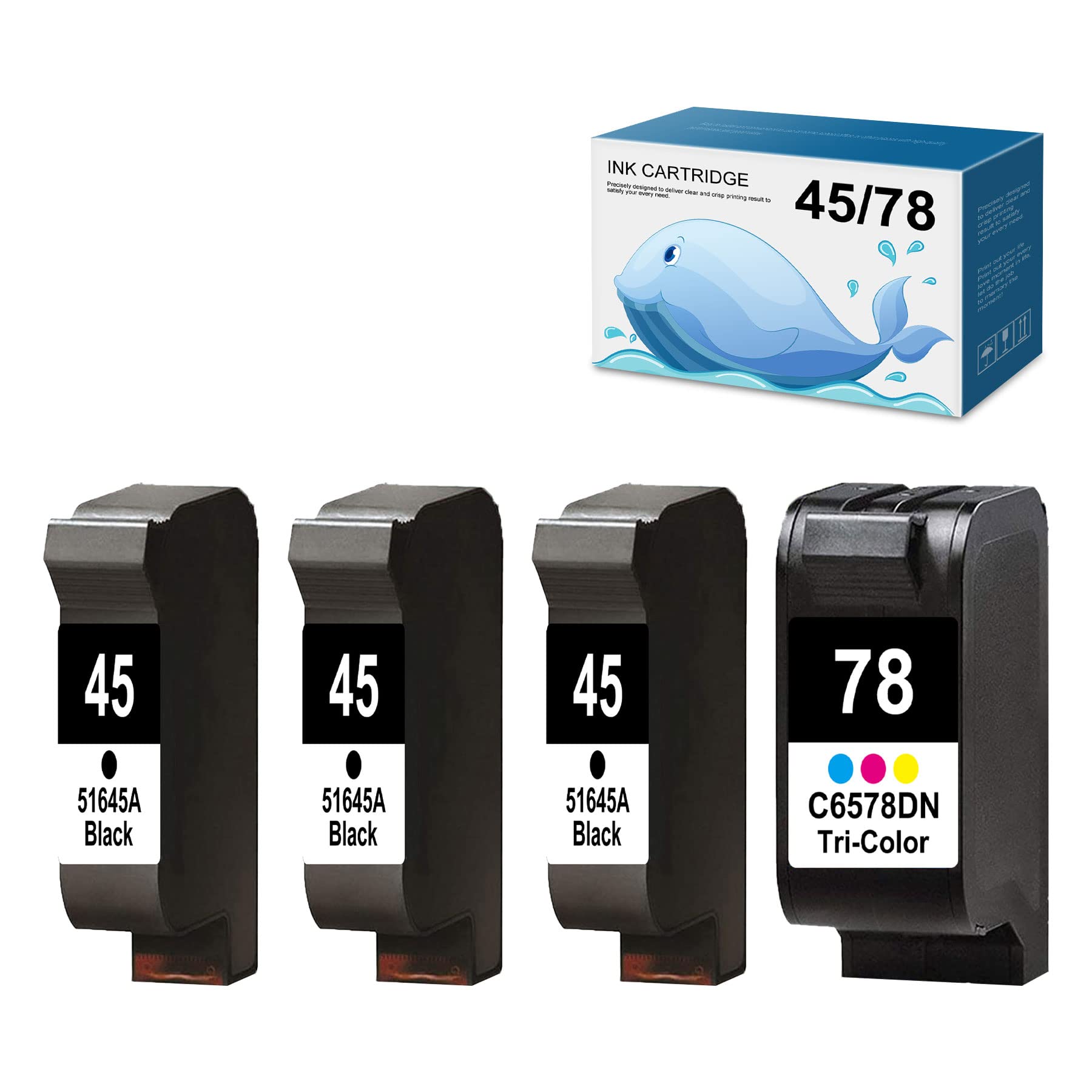 Beituoink Compatible 3 Black 45 51645A & 1 Tri-Color 78 C6578DN Remanufactured Ink Cartridges - High Yield Replacement for HP g55 g85 k80 r40 855 9300 930 932 960 980 r45 r60 r65 r80 t45 t65 Printers | Office & Home Printing