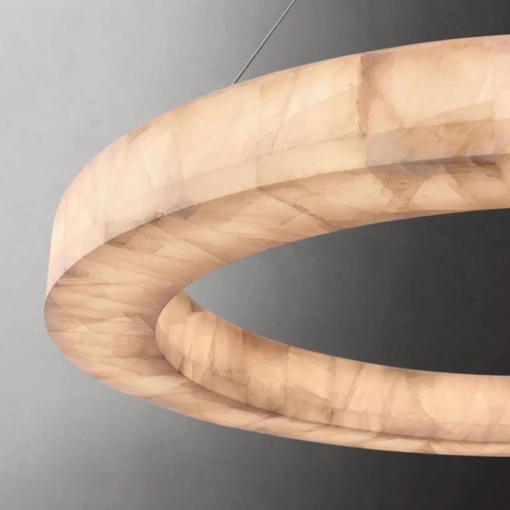 Derive Calcite Round Chandelier - Modern Crystal Ceiling Light Fixture for Dining Room, Living Room & Bedroom Decor
