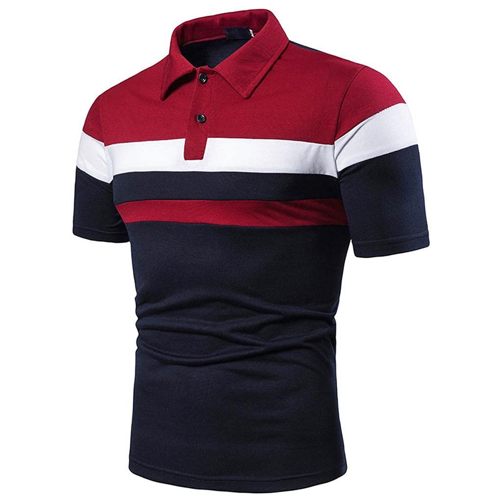 Men's Graphic Golf Polo Shirts - Short Sleeve Patchwork Design with Zipper Collar - Casual LAPE Polo T-Shirts for Men - Perfect for Golf, Casual Wear & Outdoor Activities