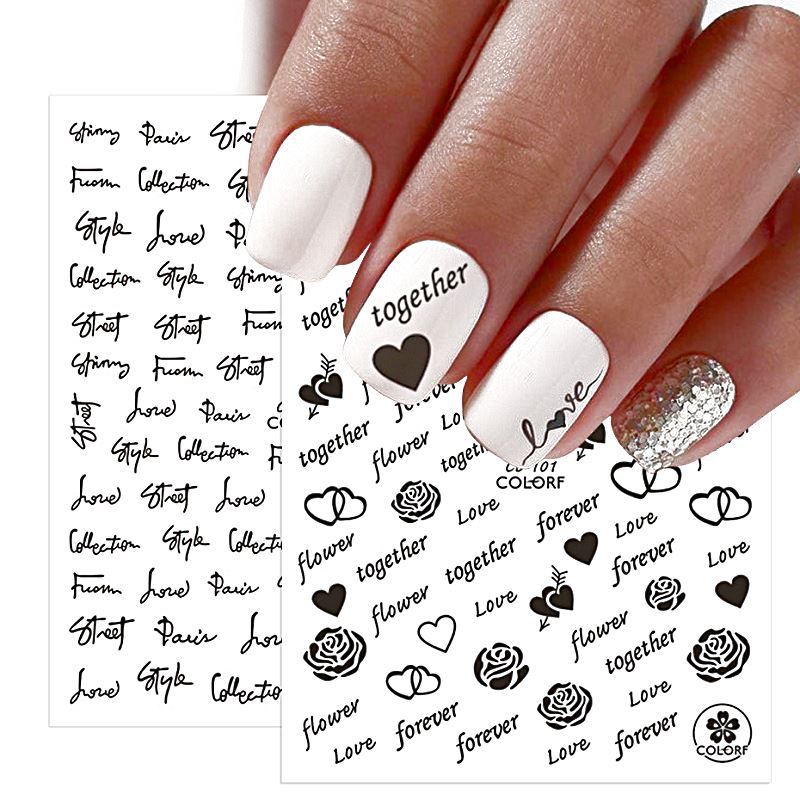 Nail Art Stickers LOVE - Premium Self-Adhesive Nail Decals for Women | Perfect for Parties, Weddings & Everyday Fashion