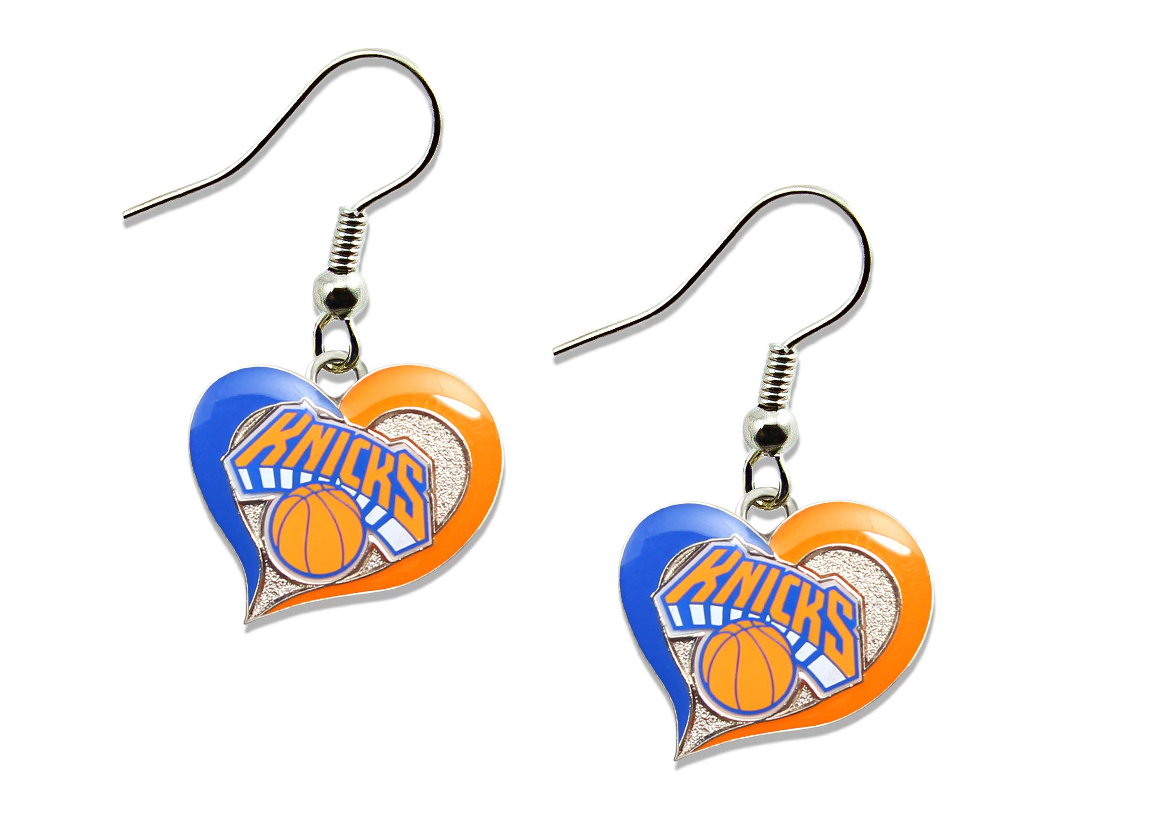 Aminco NBA New York Knicks Swirl Heart Earrings for Women - Fashion Basketball Fan Jewelry - Perfect for Games, Parties & Gifts