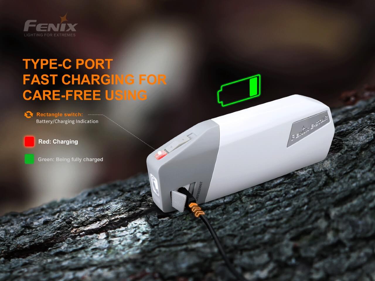 Fenix E Star Portable Self-Powered Emergency LED Flashlight - Perfect for Camping, Hiking, Power Outages & Survival Kits