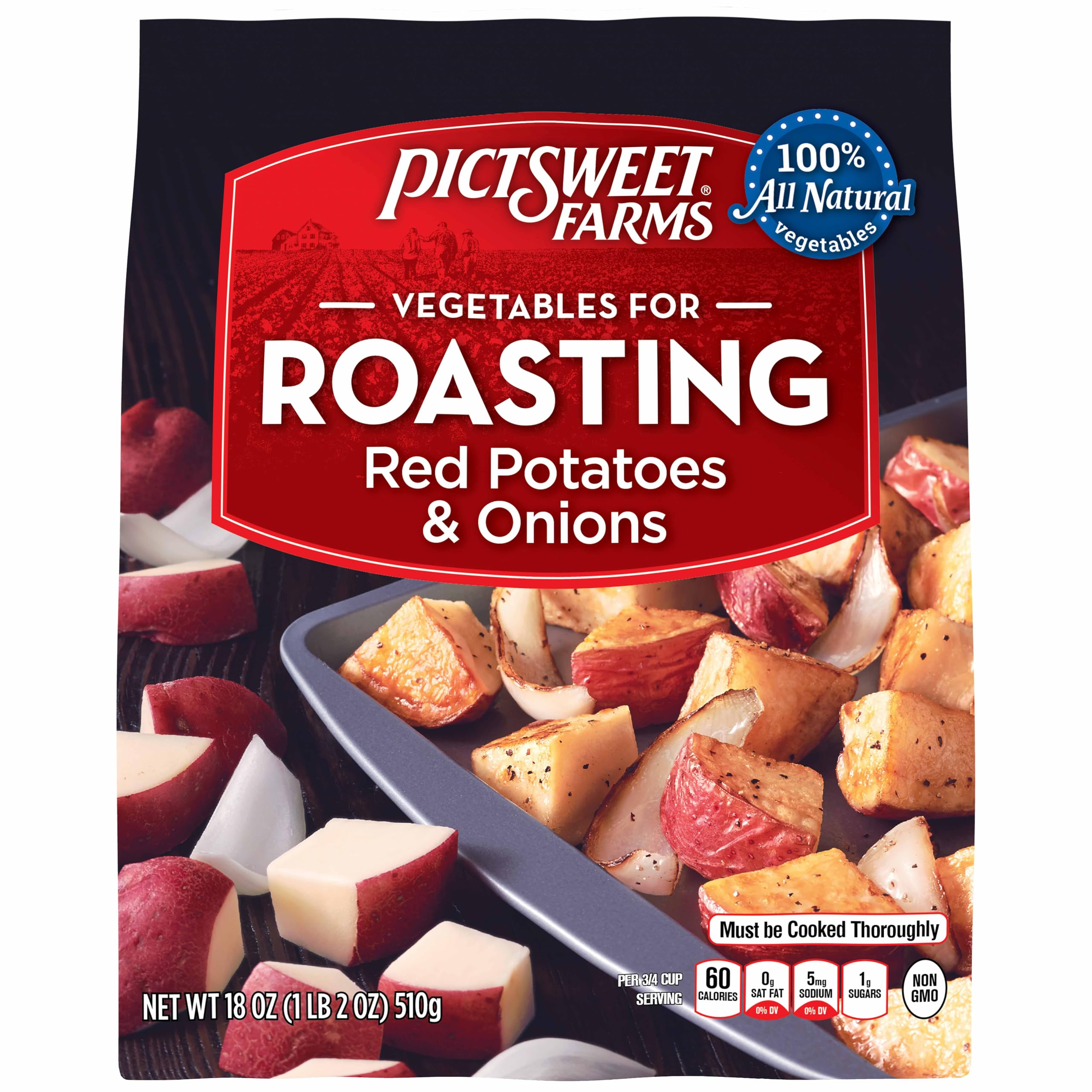 Pictsweet Farms® Roasting Vegetables - Red Potatoes & Onions, 18 oz (Frozen) - Perfect for Oven Roasting, Sheet Pan Dinners, and Healthy Meal Prep