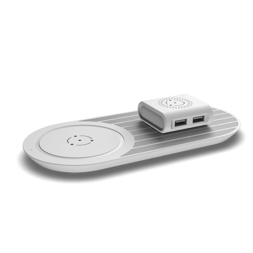 FLIhub 10W Qi Wireless Charger & Fast Charging Station with Dual 12W USB-A Ports - Wireless Charging Pad for iPhone, Samsung Galaxy, AirPods - Perfect for Home, Office & Travel