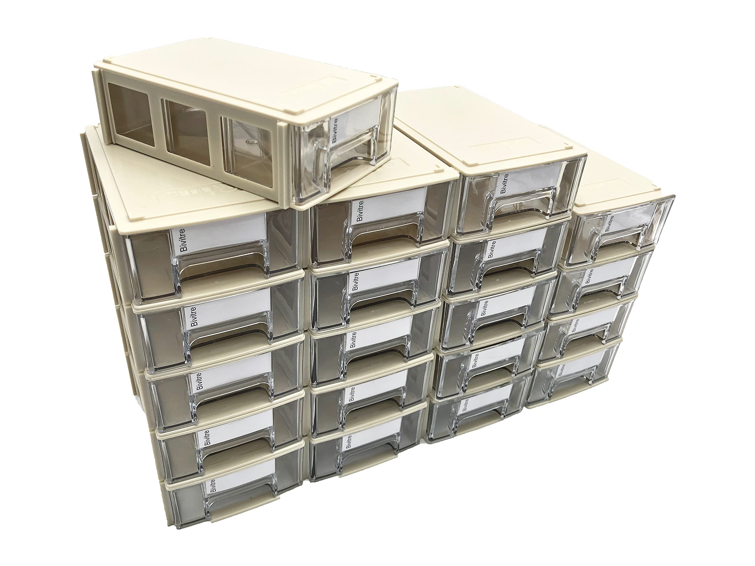 20-Piece Stackable Plastic Storage Drawers Set - Small Parts Organizer with Dividers & Labels for Screws, Crafts, Beads & Office Supplies (Grey) - Perfect for Workshop, Craft Room & Home Organization