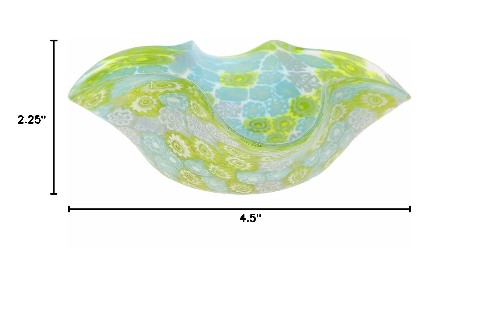 Authentic Murano Glass Millefiori Decorative Bowl from Venice - Aqua Green Handcrafted Italian Art Piece | Perfect for Home Decor, Wedding Centerpieces & Luxury Gift Giving