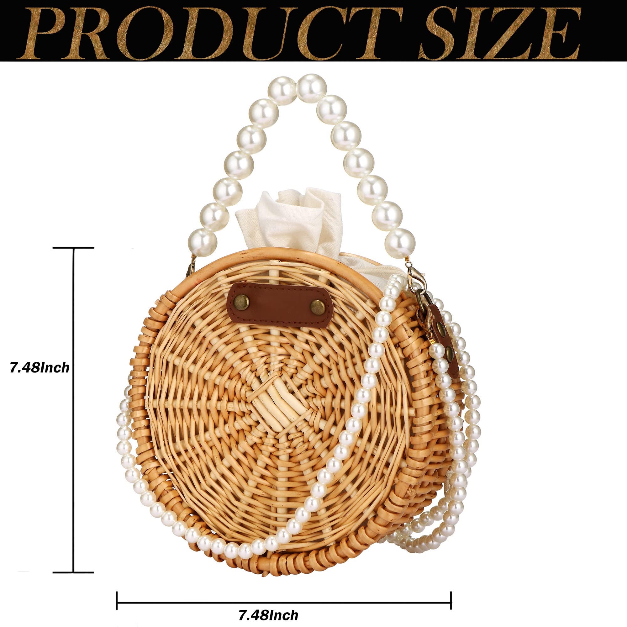 Stylish Women's Crossbody Straw Bag - Lightweight Beach Purse with Pearl Accents, Retro Summer Shoulder Bag for Travel, Shopping & Outdoor Activities
