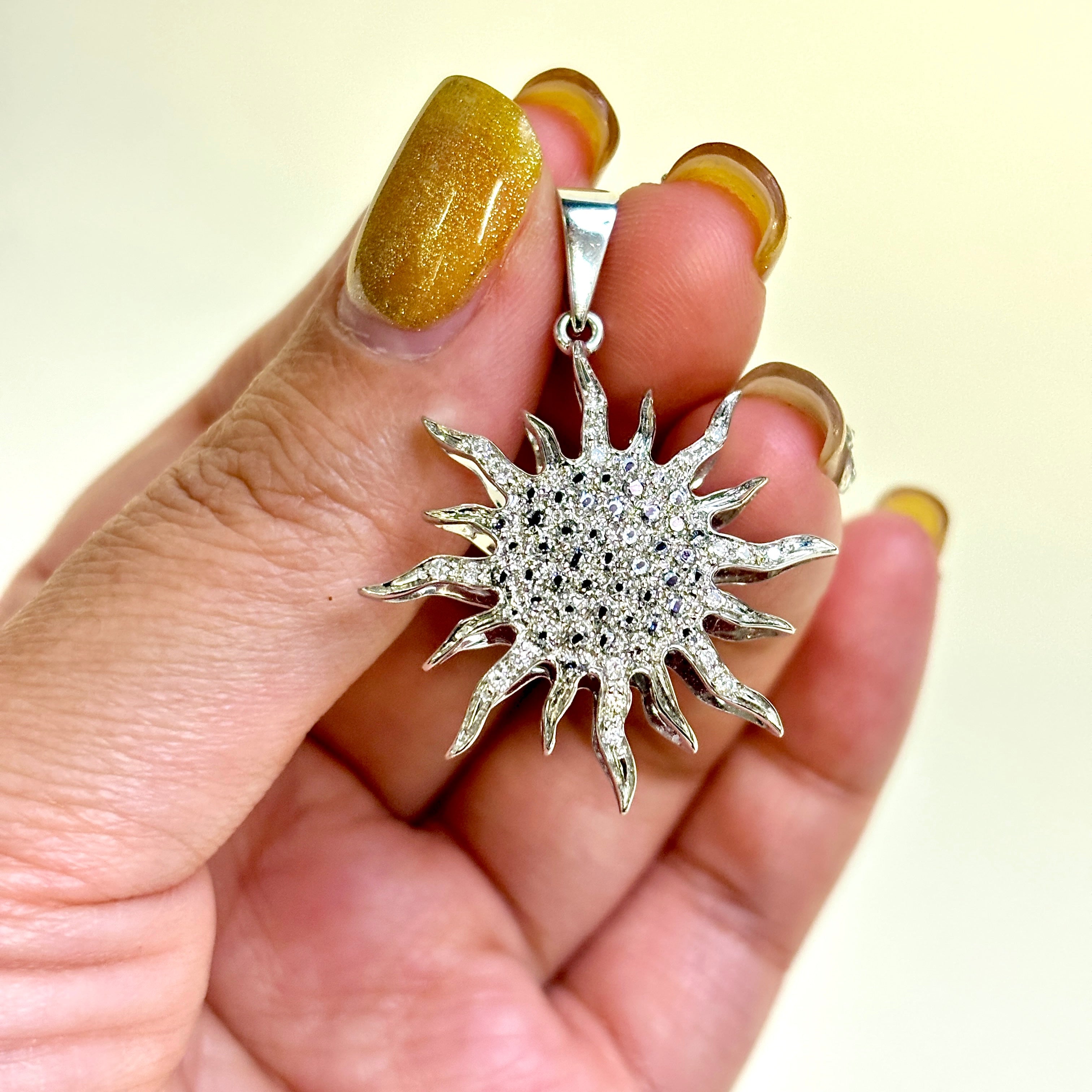 18K White Gold Diamond Sun Pendant Necklace - 0.54 Carat Total Weight (CTW) - Elegant Solar Jewelry for Women, Perfect for Birthday, Anniversary & Special Occasion Gifts