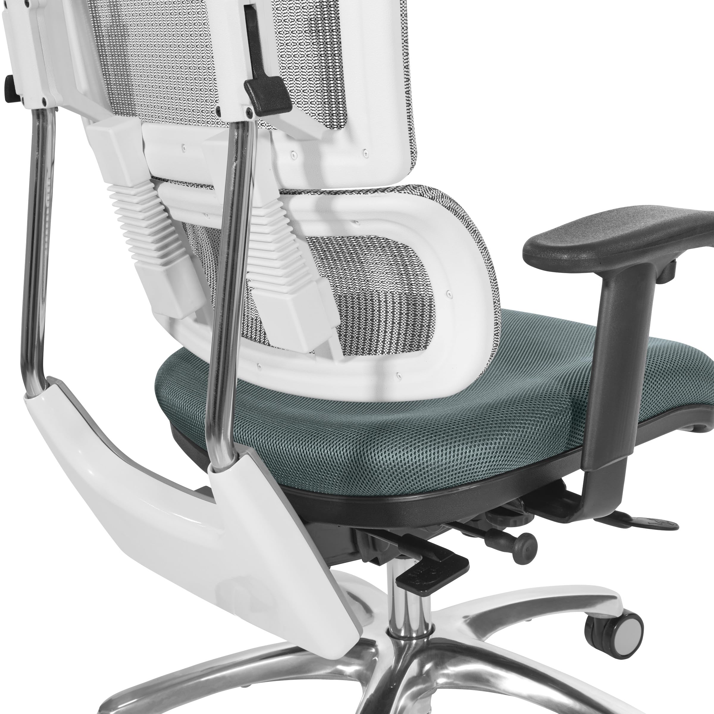 Office Star Pro X996 Ergonomic Mesh Office Chair - Adjustable Height, Lumbar Support & Tilt Function - White Mesh Back with Grey Seat & Polished Aluminum Base - Perfect for Home Office, Executive Desk & Conference Rooms