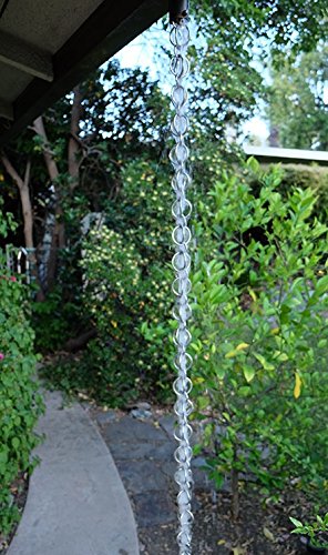 Stainless Steel Double Loop Rain Chain - 9 Feet Outdoor Garden Water Drainage Decor for Roof Gutters & Downspouts