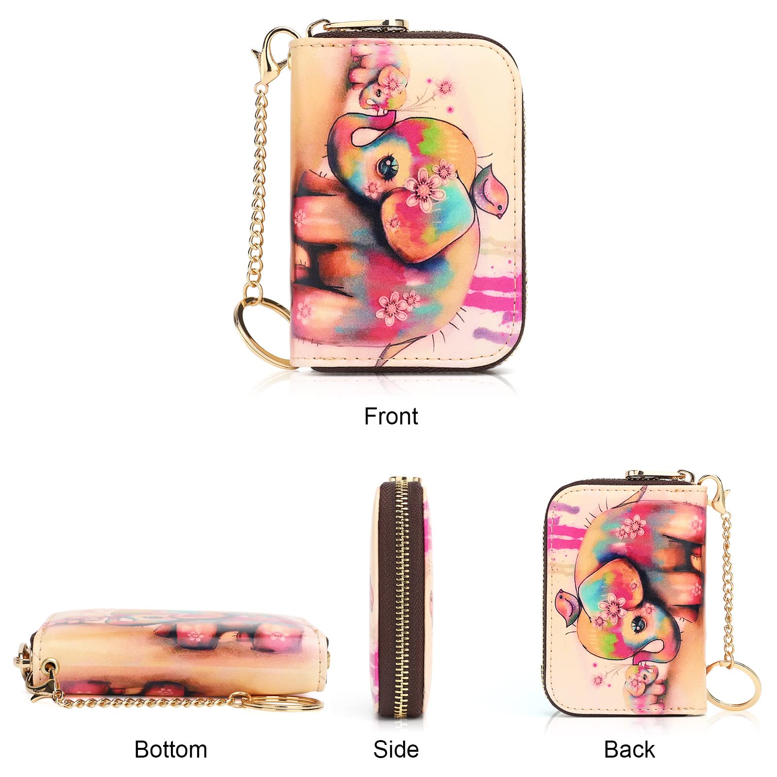 APHISON RFID Blocking Leather Wallet for Women - Slim Zipper Credit Card Holder with Keychain, Perfect for Travel, Work & Everyday Use